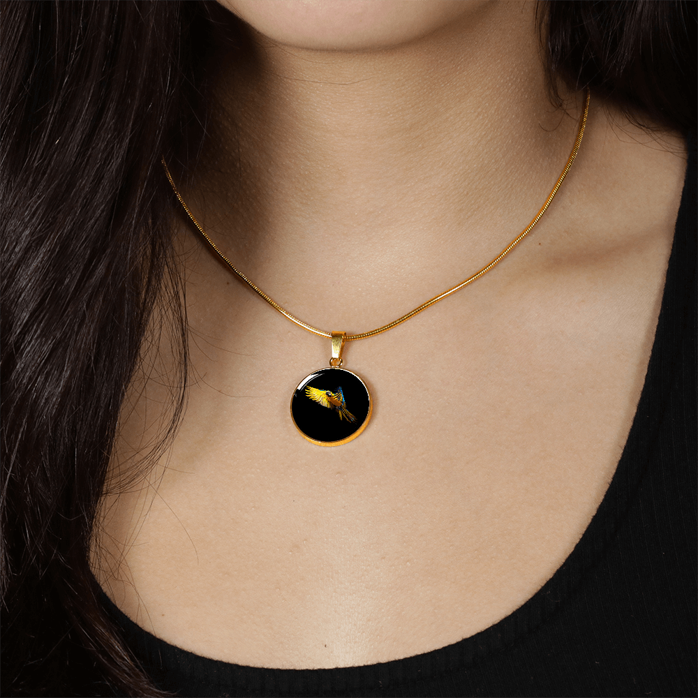 ShineOn Fulfillment Jewelry Macaw Parrot in Flight Custom Pendant with Luxury Necklace - Personalized Engraving Available
