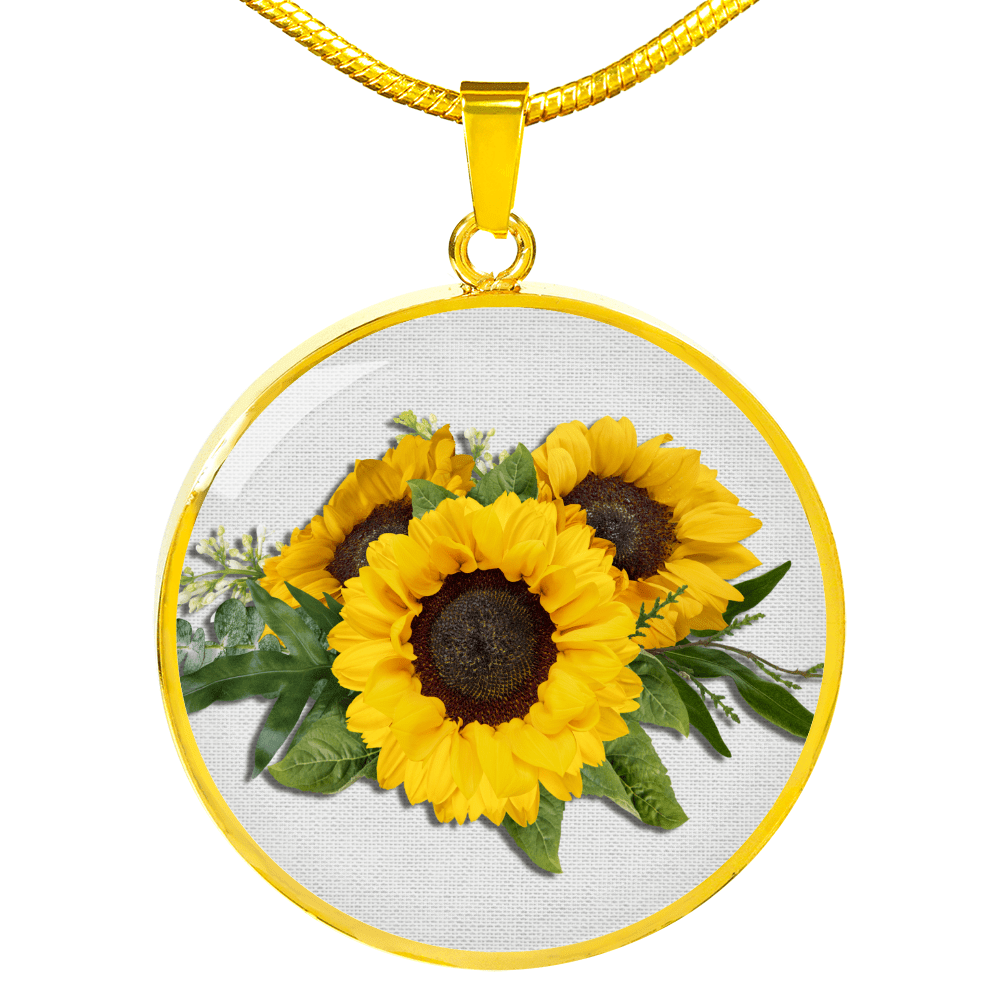 ShineOn Fulfillment Jewelry Sunflower Altered Art Custom Pendant with Luxury Necklace - Personalized Engraving Available