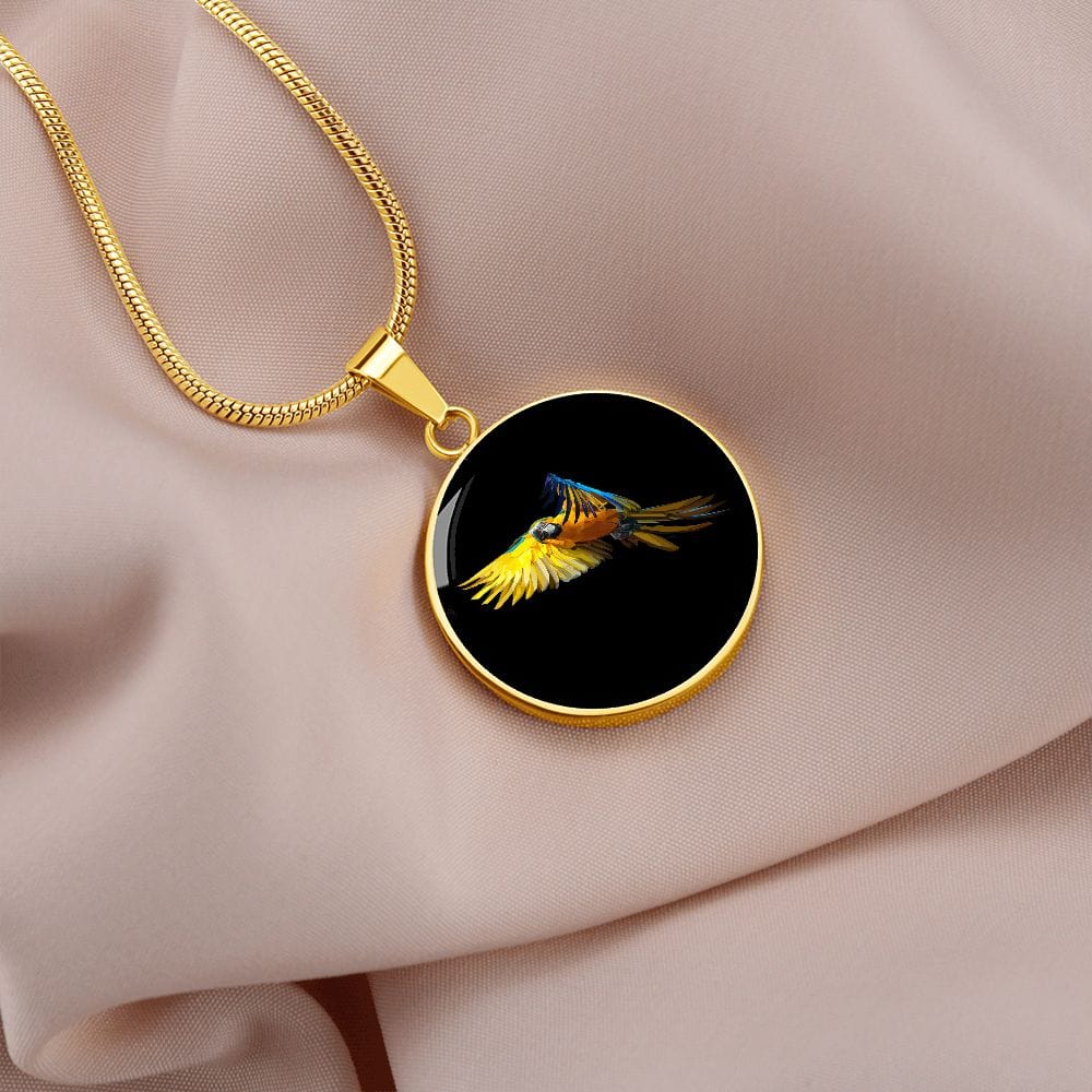 ShineOn Fulfillment Jewelry Macaw Parrot in Flight Custom Pendant with Luxury Necklace - Personalized Engraving Available