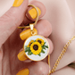 ShineOn Fulfillment Jewelry Sunflower Altered Art Custom Pendant with Luxury Necklace - Personalized Engraving Available