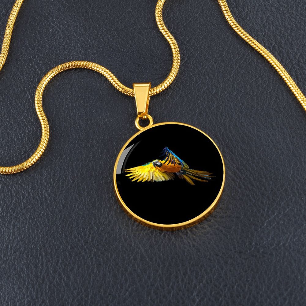 ShineOn Fulfillment Jewelry Macaw Parrot in Flight Custom Pendant with Luxury Necklace - Personalized Engraving Available