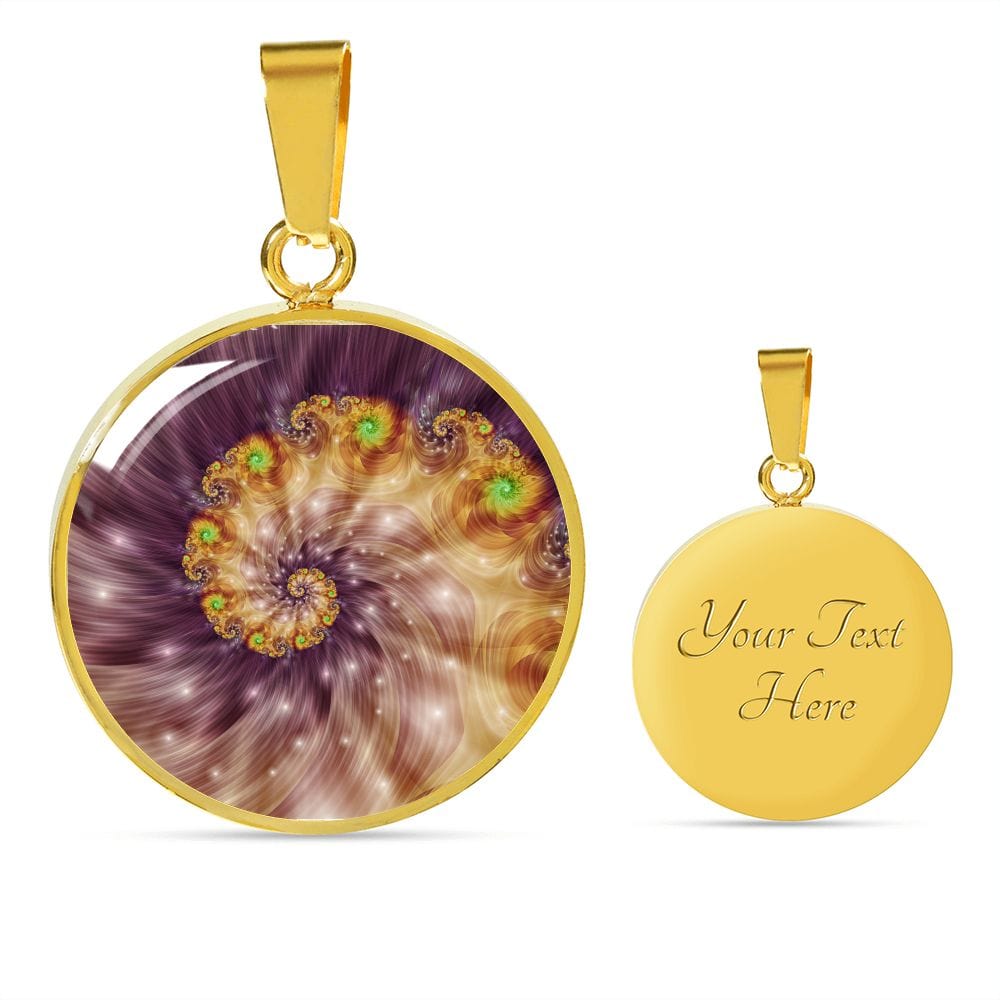 ShineOn Fulfillment Jewelry Luxury Necklace (Gold) / Yes Golden Spiral Original Fractal Art Custom Pendant with Luxury Necklace - Personalized Engraving Available SO-6792209