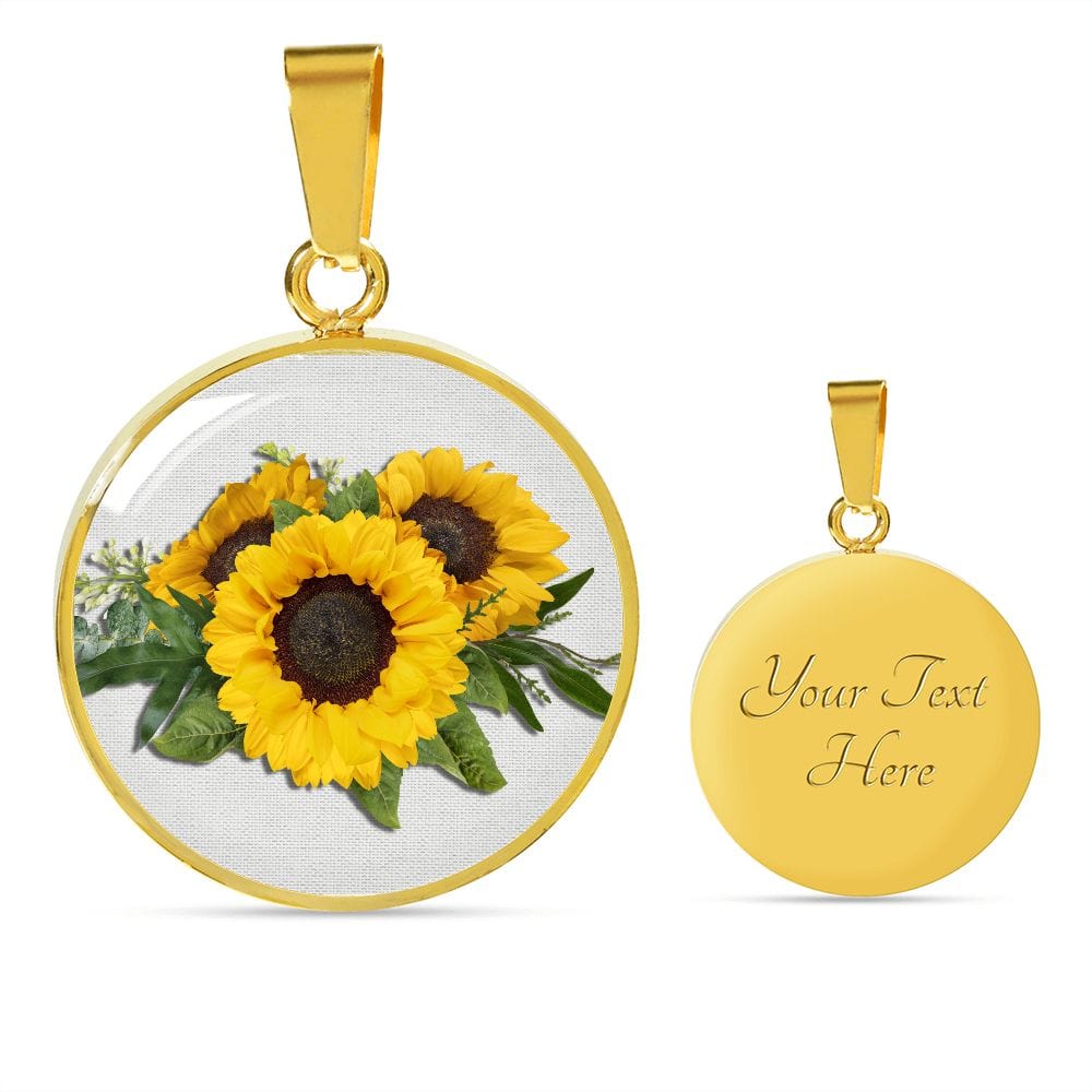 ShineOn Fulfillment Jewelry Luxury Necklace (Gold) / Yes Sunflower Altered Art Custom Pendant with Luxury Necklace - Personalized Engraving Available SO-6800031