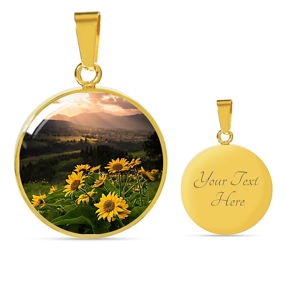 ShineOn Fulfillment Jewelry Luxury Necklace (Gold) / Yes Sunflower Sunlight Custom Pendant with Luxury Necklace - Personalized Engraving Available SO-6822619