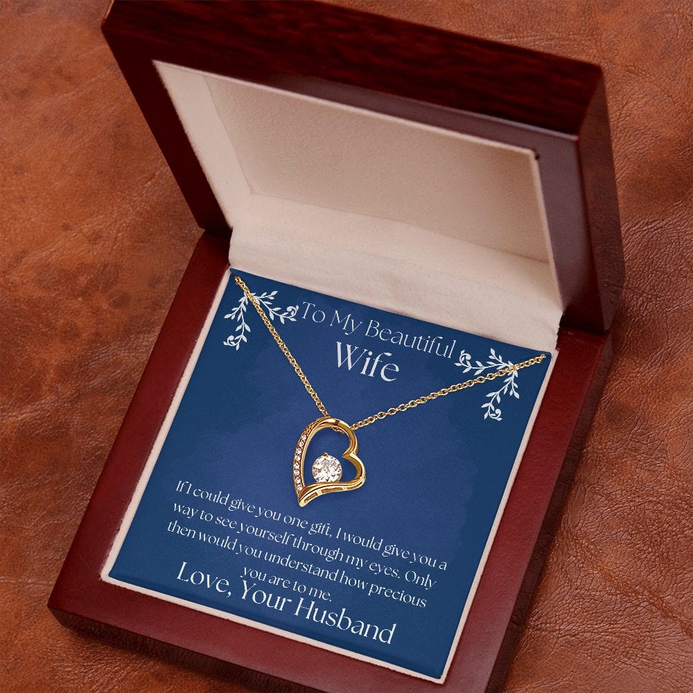 ShineOn Fulfillment Jewelry 18k Yellow Gold Finish / Luxury Box Wife Necklace, Heart Necklace, Wife Gift, Valentine Gift, Silver Necklace, Gold Necklace, Gift for Her, Free Gift Box, Free Shipping SO-8859457