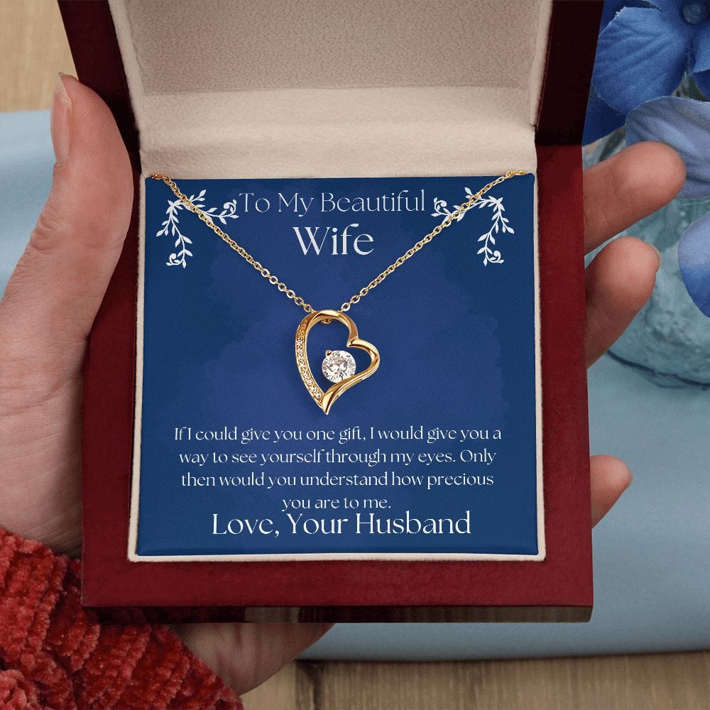 ShineOn Fulfillment Jewelry Wife Necklace, Heart Necklace, Wife Gift, Valentine Gift, Silver Necklace, Gold Necklace, Gift for Her, Free Gift Box, Free Shipping