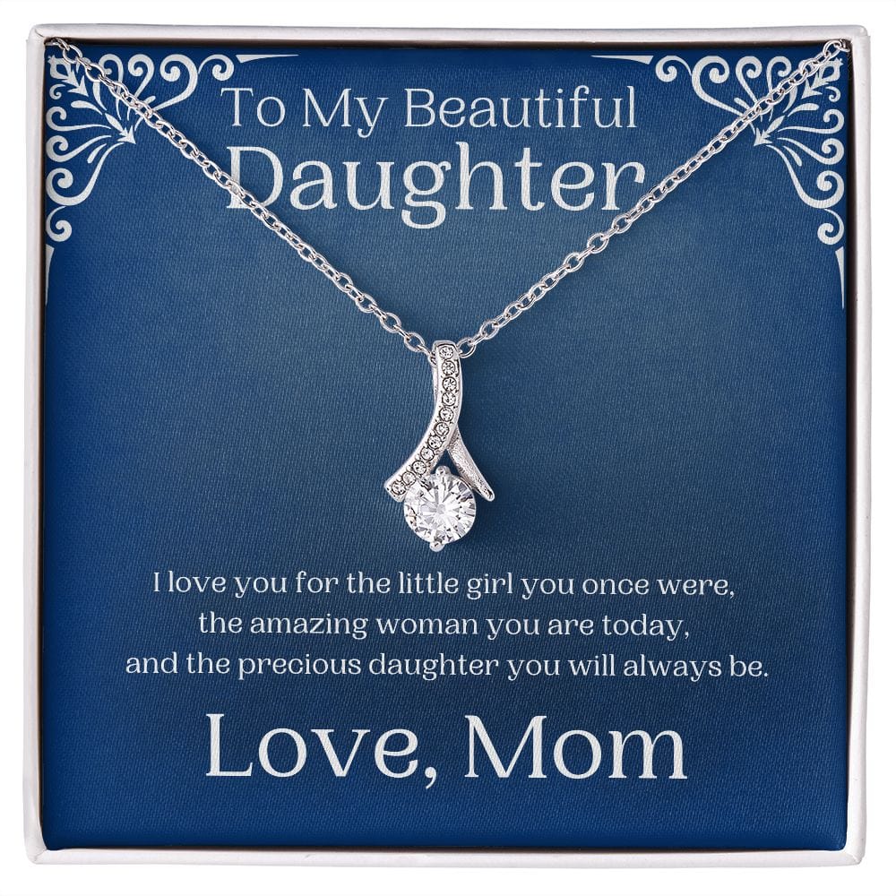 ShineOn Fulfillment Jewelry 14K White Gold Finish / Standard Box To My Daughter Alluring Beauty Necklace SO-6762535
