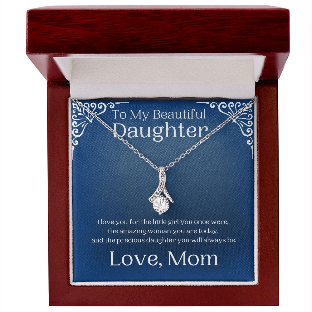 ShineOn Fulfillment Jewelry 14K White Gold Finish / Luxury Box To My Daughter Alluring Beauty Necklace SO-6762537