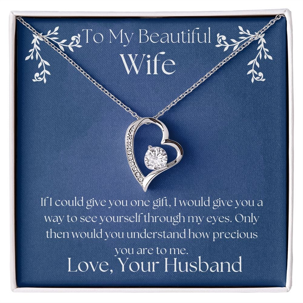 ShineOn Fulfillment Jewelry 14k White Gold Finish / Standard Box Wife Necklace, Heart Necklace, Wife Gift, Valentine Gift, Silver Necklace, Gold Necklace, Gift for Her, Free Gift Box, Free Shipping SO-8859454