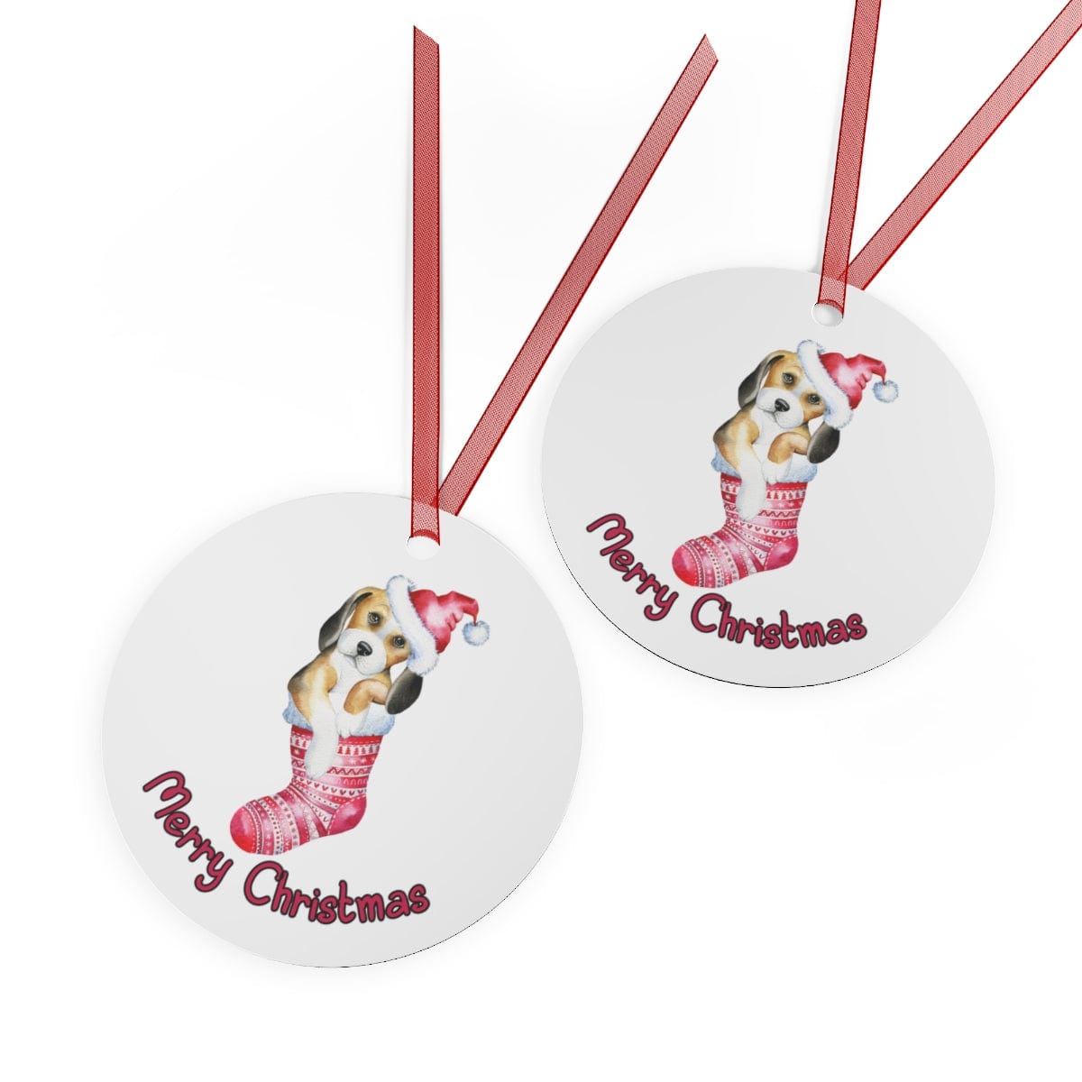 Printify Home Decor Round / One Size Christmas Ornament, Beagle Christmas Ornament, Dog Lover Gift, Beagle Gift,  Dog Christmas Ornament, Holiday Decor 21493107721341272955