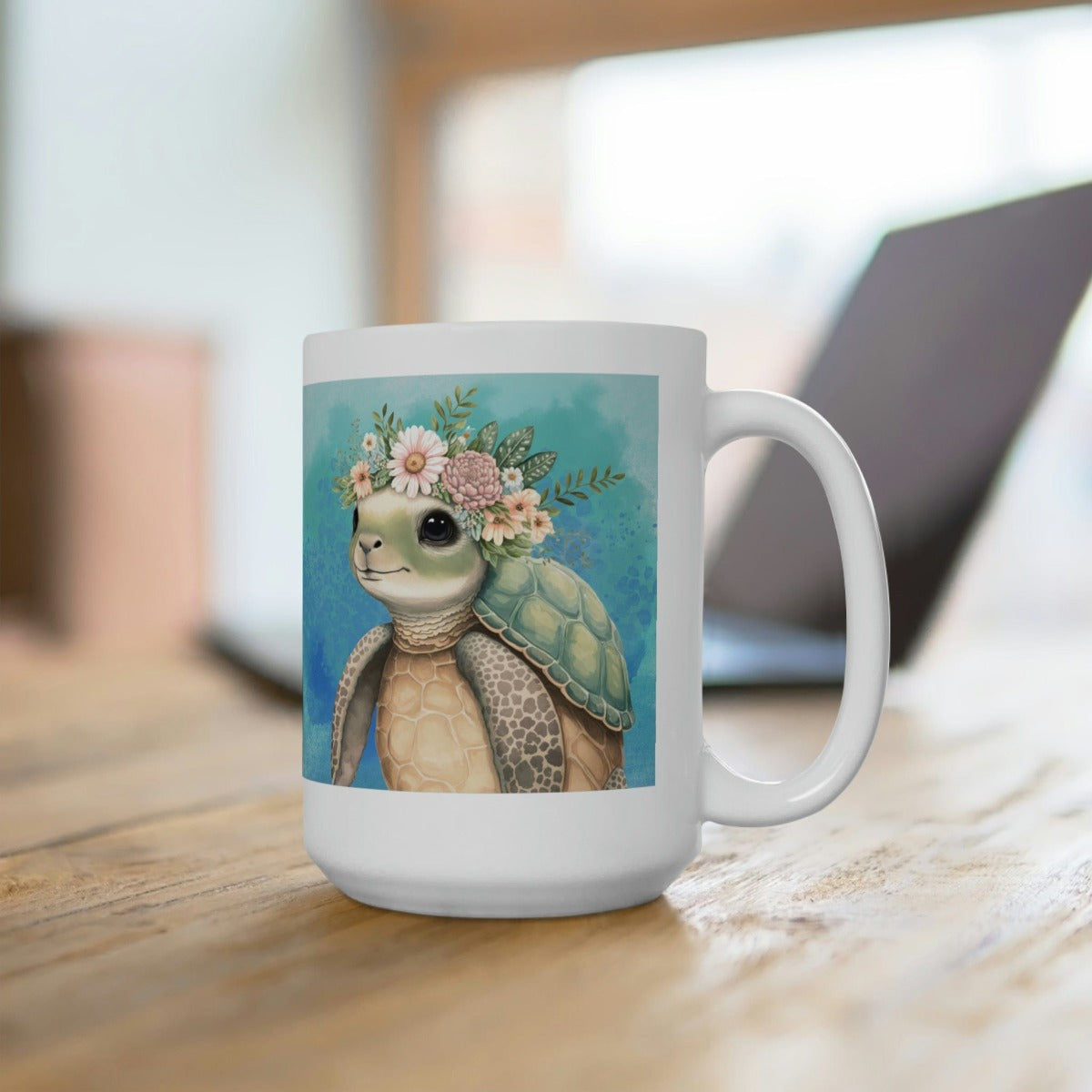 Printify Mug 15oz Coffee Mug, Turtle Coffee Mug, Turtle Gift, Sea Turtle Mug, Birthday Gift, Ocean Mug, White 15 oz Ceramic, Gift for Her, Free Shipping 14051017851879156392
