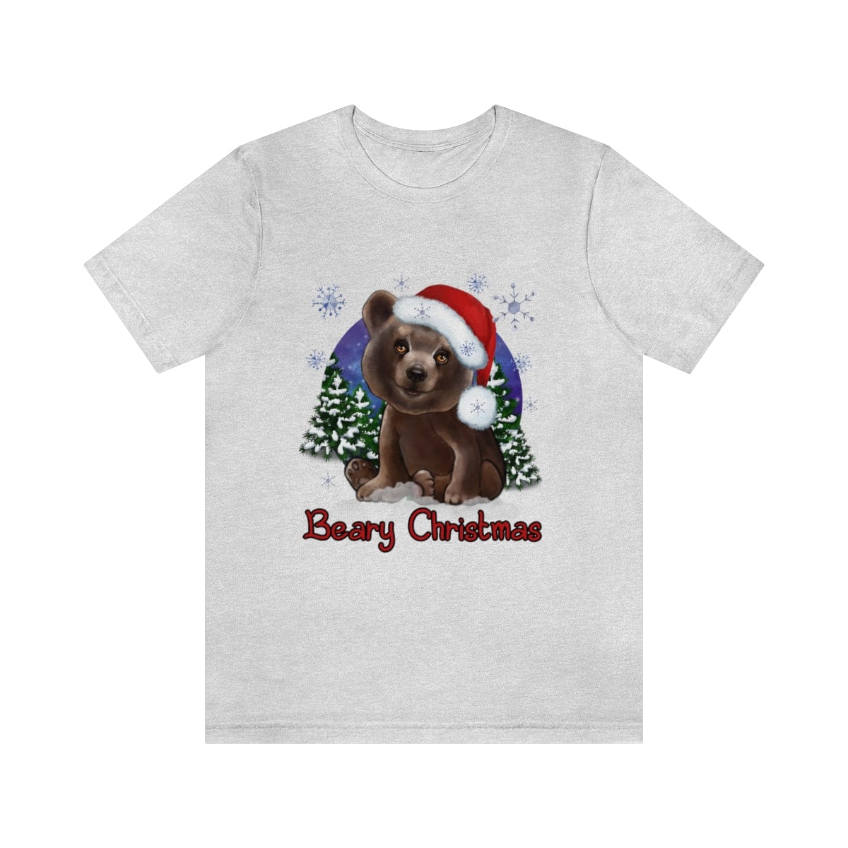 Printify T-Shirt Ash / S Winter Bear Cub Shirt, Winter Tshirts, Unisex Short Sleeve Tee, Graphic Tee, Cute Winter Shirts, Gift Teen, Christmas Gift, Free Shipping 33512300431782479424