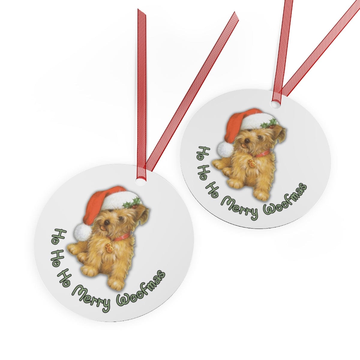 Printify Home Decor Round / One Size Christmas Ornament, Merry Woofmas Ornament, Dog Lover Gift, Dog Christmas Ornament, Holiday Decor, Christmas Gift 31608847137439145272