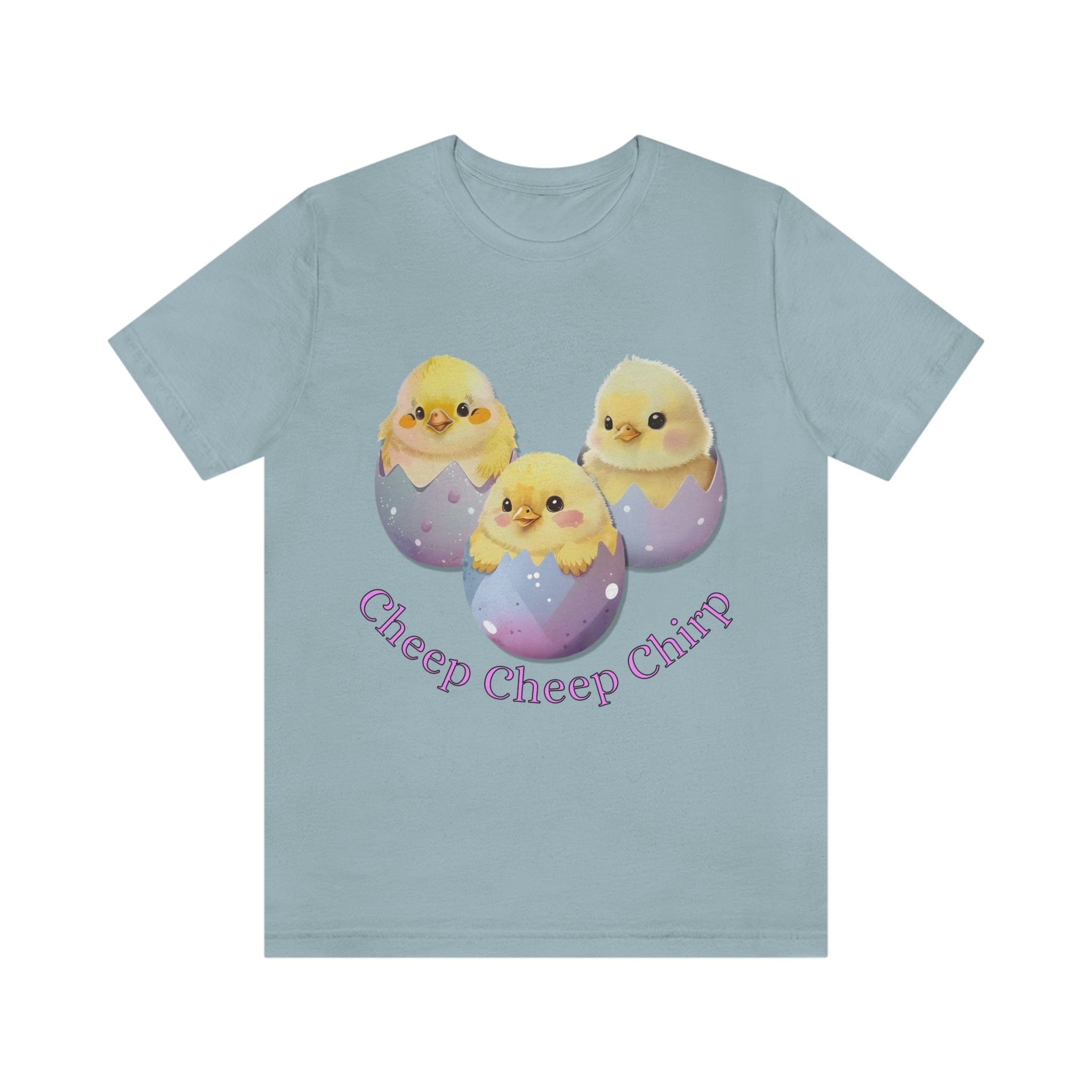 Printify T-Shirt Light Blue / S Woman's shirt, Chicks in Eggs Shirt, Chicks Shirt, Easter Shirt, Unisex Short Sleeve Tee, Graphic Tee, Gift for Her 58089717332818760056