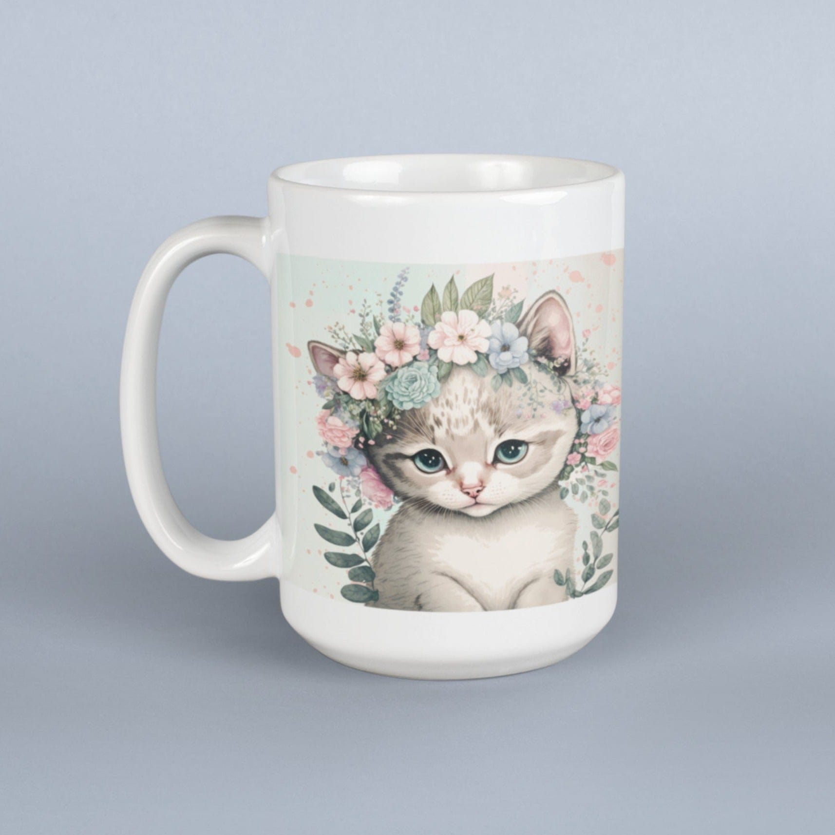 Printify Mug 15oz Coffee Mug, Cat Coffee Mug, Cat Gift, Kitten Mug, Birthday Gift, Animal Mug, White 15 oz Ceramic, Gift for Her, Free Shipping 28973988729945849614