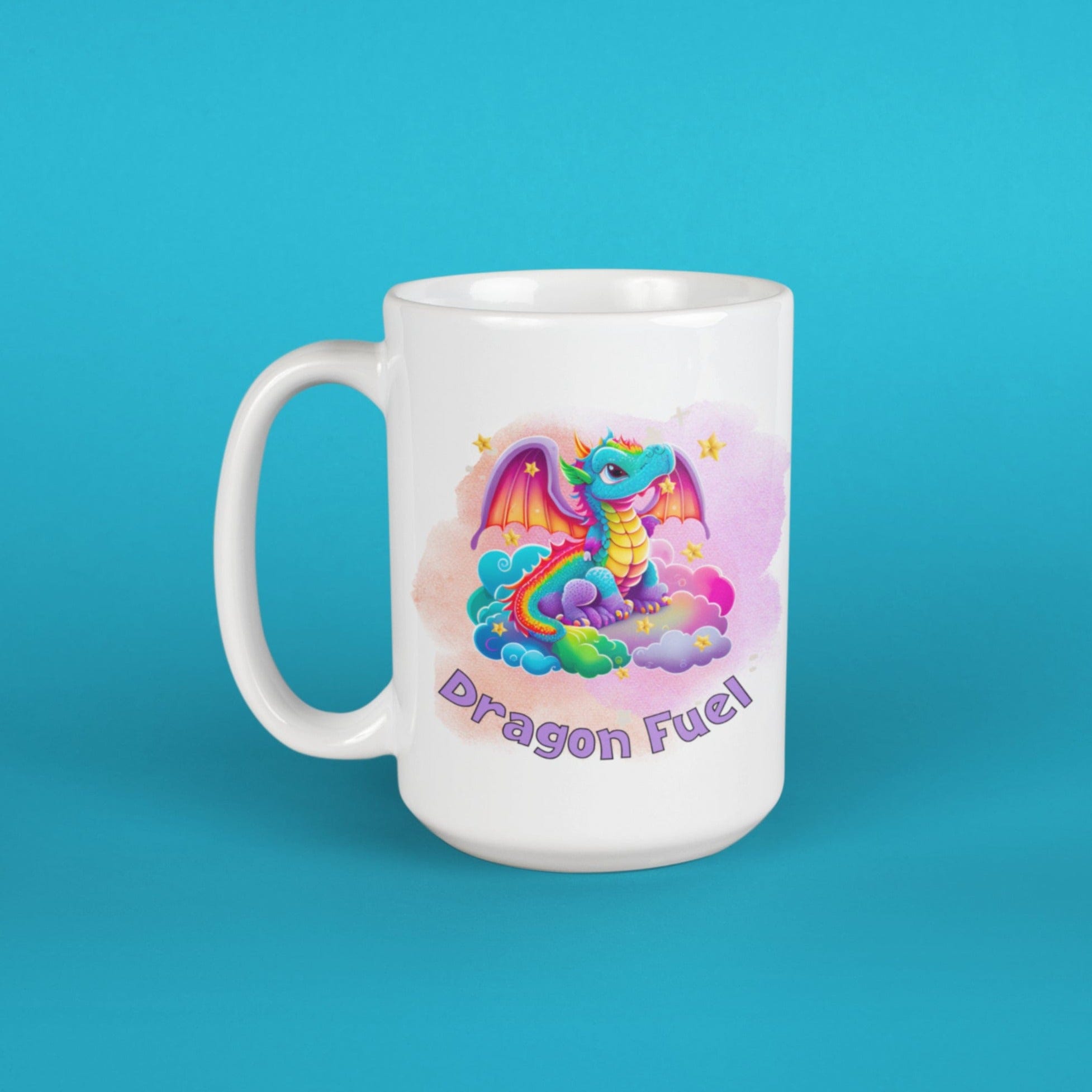 Printify Mug 15oz Coffee Mug, Dragon Coffee Mug, Dragon Fuel Mug, Birthday Gift, Rainbow Dragon Mug, White 15 oz Ceramic, Gift for Her 38173415769922974768