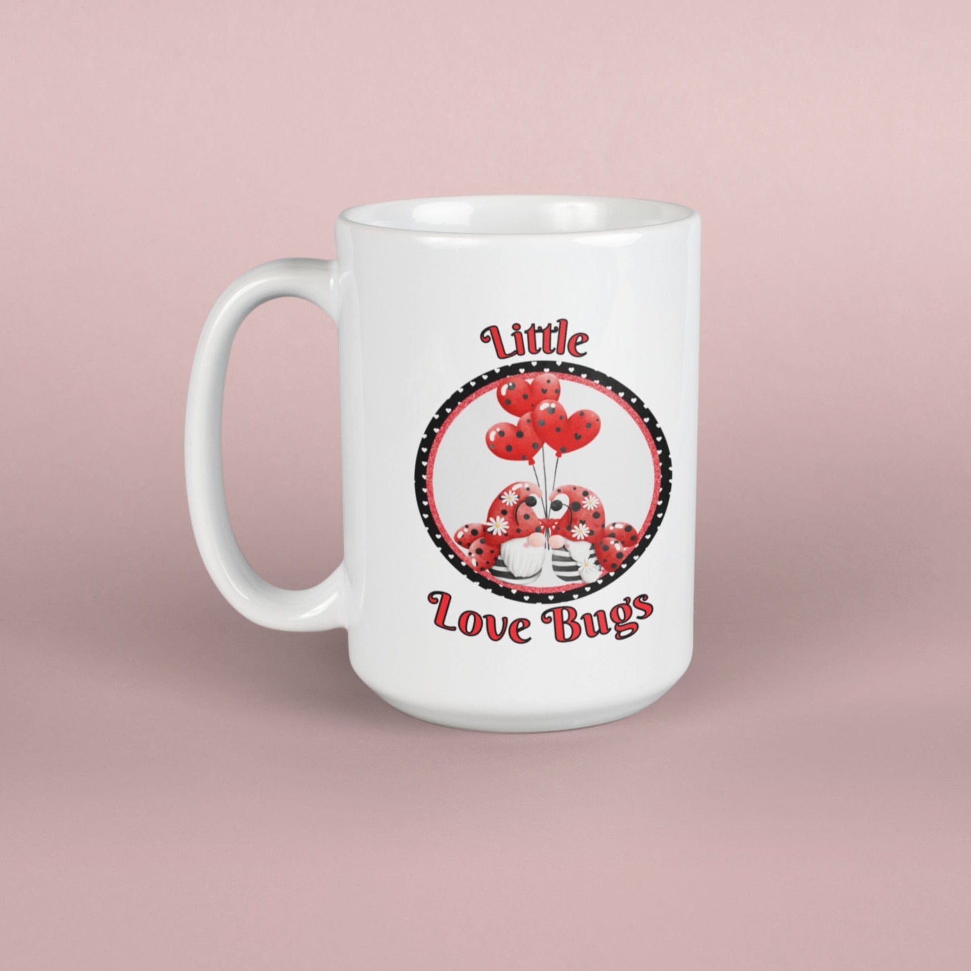 Printify Mug 15oz Coffee Mug, Valentine Gnomes Coffee Mug, Ladybug Mug, Valentine Gift, Gnome Mug, White 15 oz Ceramic, Gift for Her or Him, Free Shipping 11217250648685875799