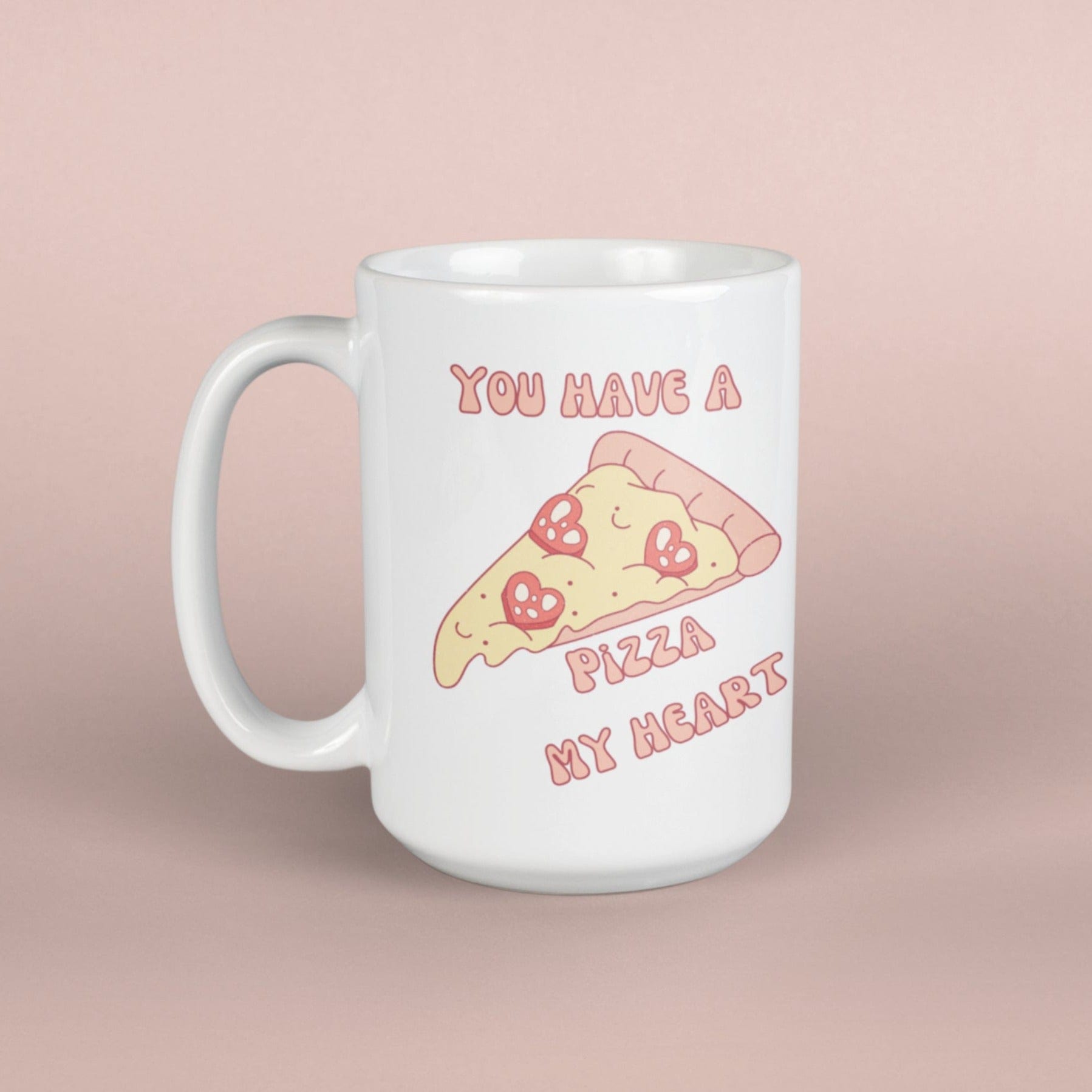 Printify Mug 15oz Coffee Mug, Valentine Pizza Coffee Mug, Valentine Mug, Valentine Gift, Funny Mug, White 15oz Ceramic, Gift for Her or Him, Free Shipping 15835483172632396732