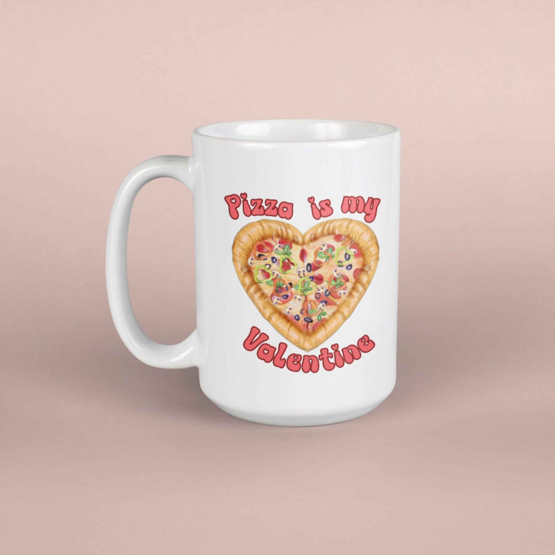 Printify Mug 15oz Coffee Mug, Pizza is My Valentine Coffee Mug, Valentine Mug, Valentine Gift, Funny Mug, White 15 oz Ceramic, Gift, Free Shipping 14273320851937213099