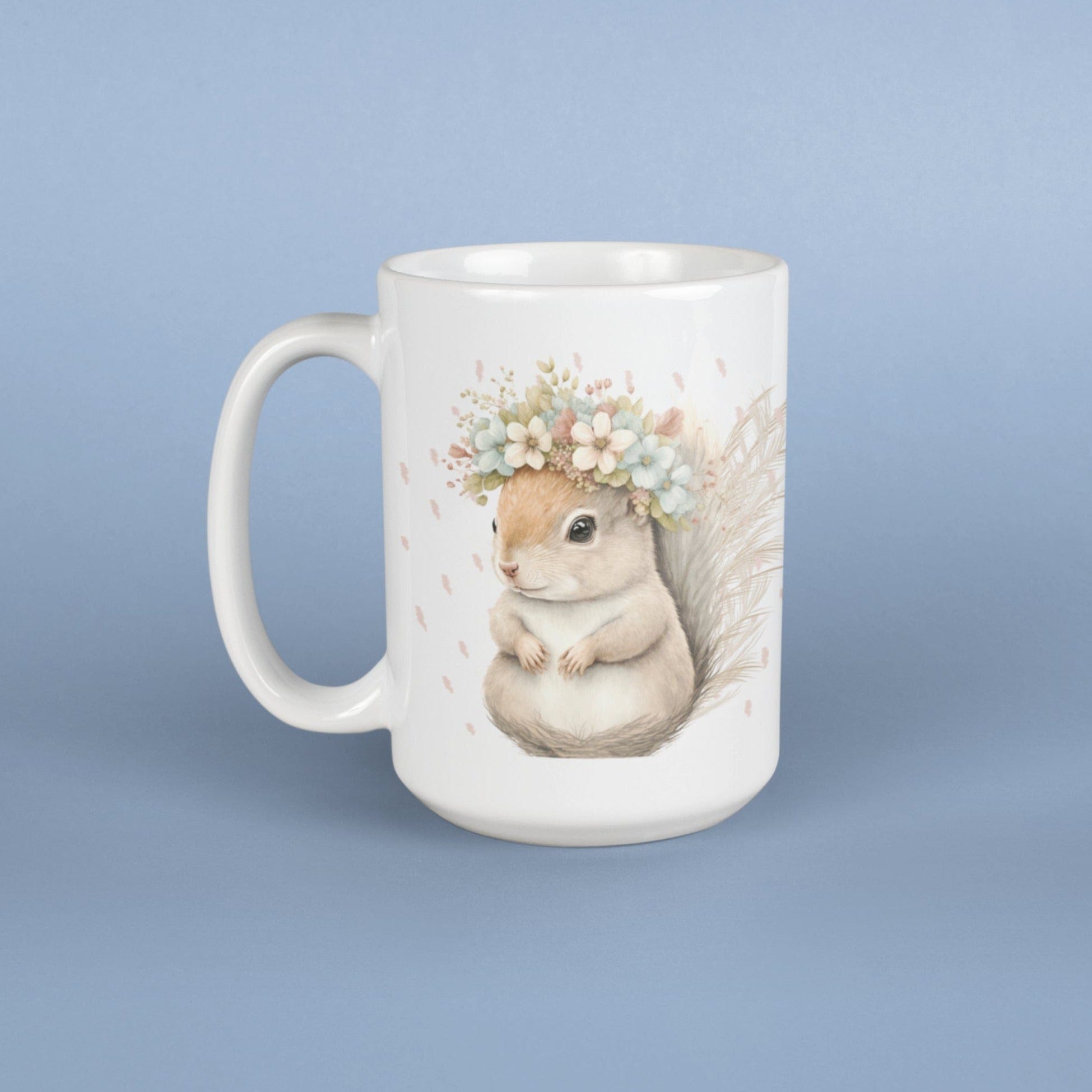 Printify Mug 15oz Coffee Mug, Squirrel Coffee Mug, Squirrel Gift, Cottegecore Mug, Birthday Gift, Boho Mug, White 15 oz Ceramic, Gift for Her, Free Shipping 15173126082034148322
