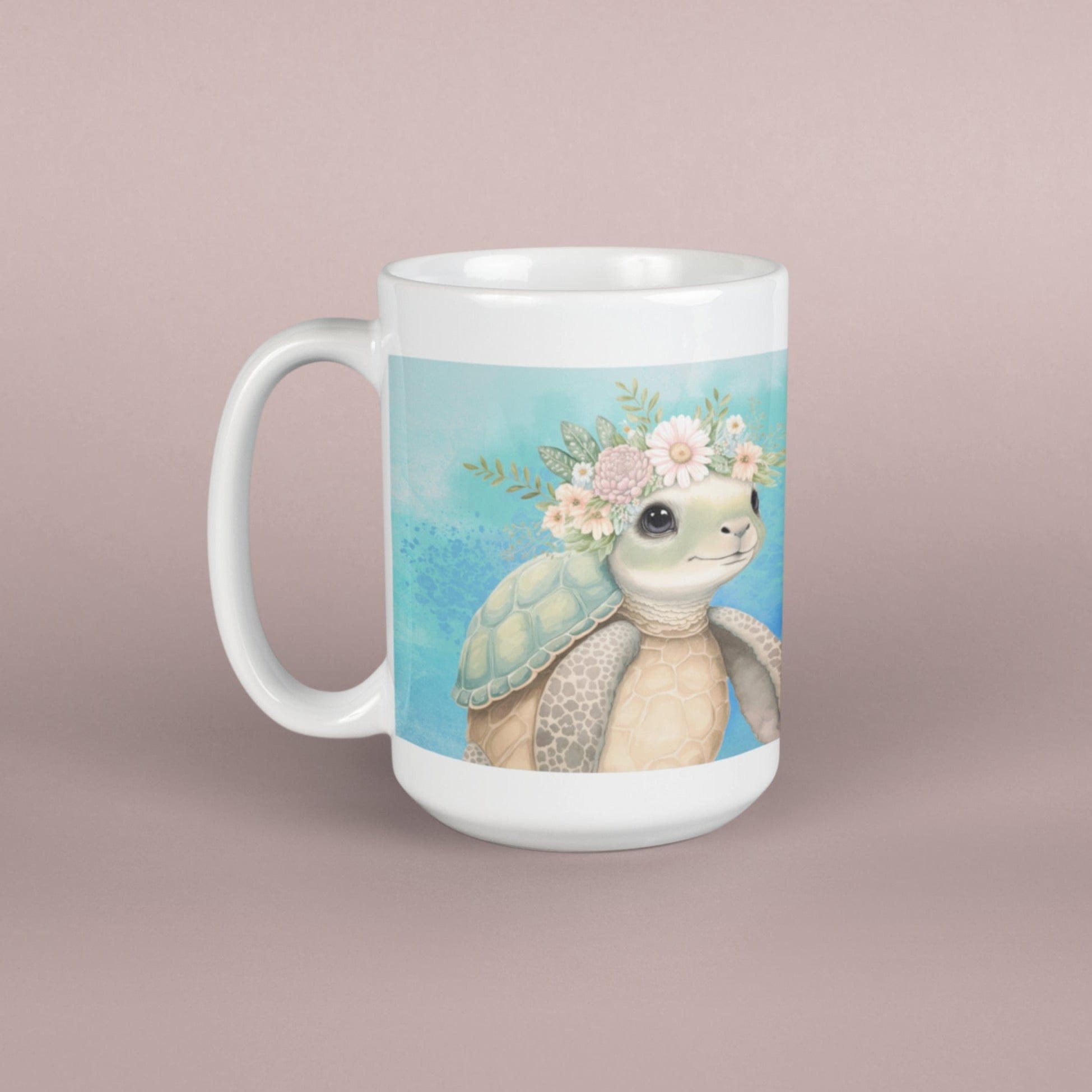 Printify Mug 15oz Coffee Mug, Turtle Coffee Mug, Turtle Gift, Sea Turtle Mug, Birthday Gift, Ocean Mug, White 15 oz Ceramic, Gift for Her, Free Shipping 14051017851879156392