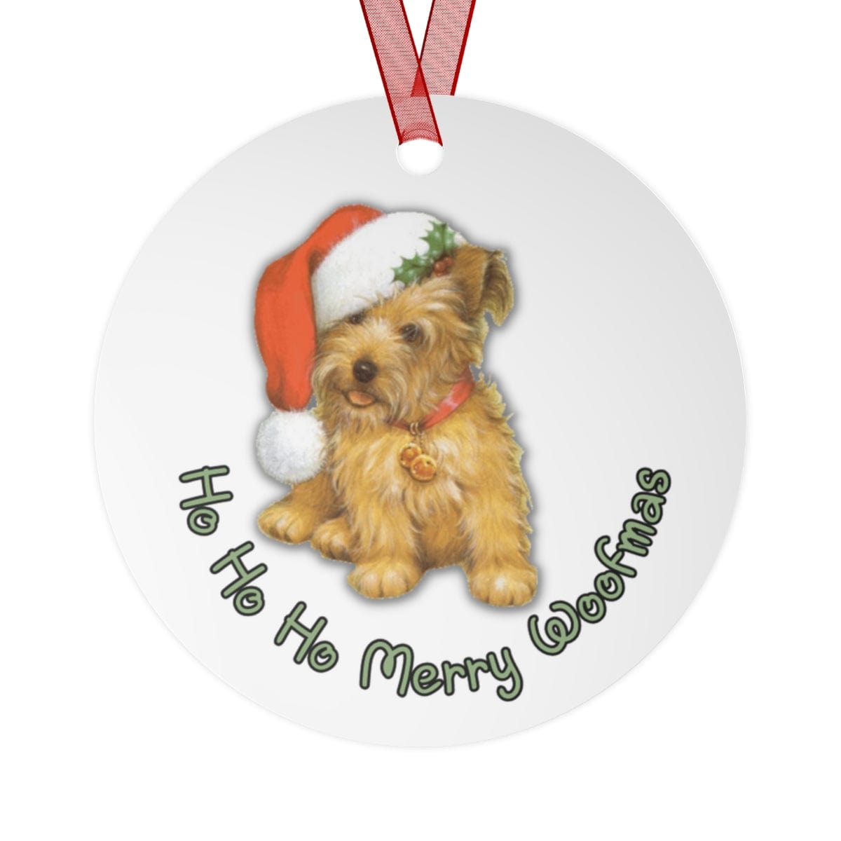 Printify Home Decor Round / One Size Christmas Ornament, Merry Woofmas Ornament, Dog Lover Gift, Dog Christmas Ornament, Holiday Decor, Christmas Gift 31608847137439145272