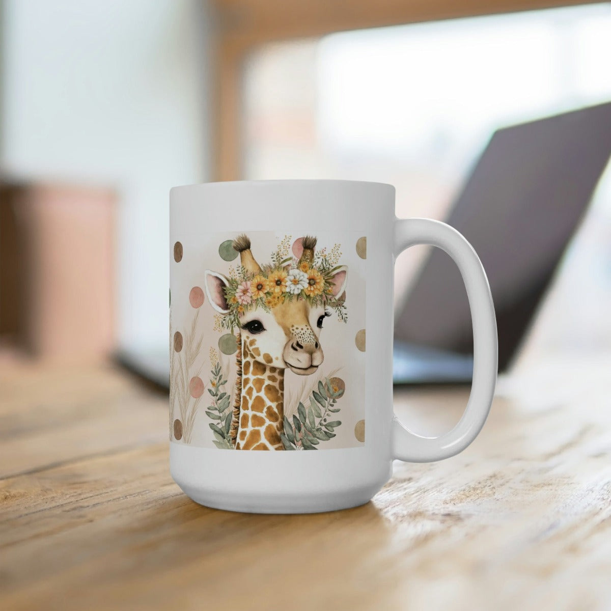 Printify Mug 15oz Coffee Mug, Giraffe Coffee Mug, Giraffe Gift, Cottegecore Mug, Birthday Gift, Boho Mug, White 11 oz Ceramic, Gift for Her, Free Shipping 31445744261948031815
