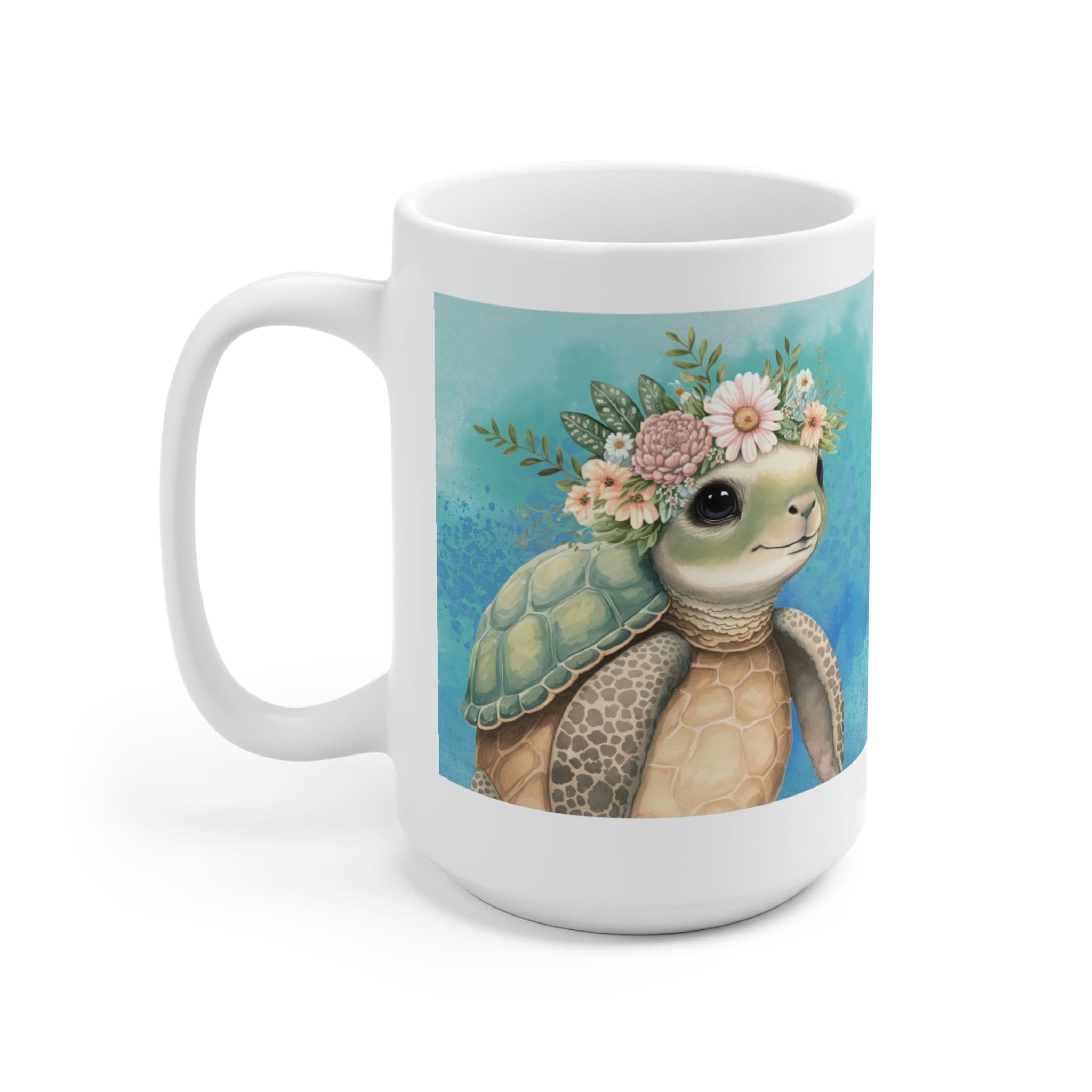 Printify Mug 15oz Coffee Mug, Turtle Coffee Mug, Turtle Gift, Sea Turtle Mug, Birthday Gift, Ocean Mug, White 15 oz Ceramic, Gift for Her, Free Shipping 14051017851879156392