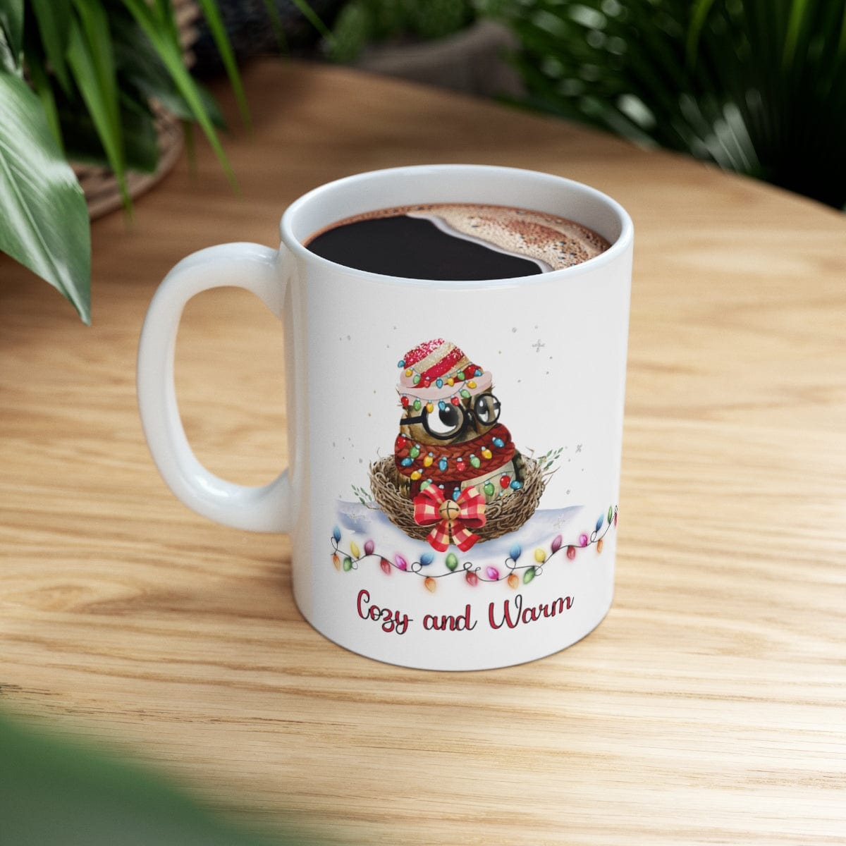 Printify Mug 11oz Coffee Mug, Owl in Nest, Owl Coffee mug, Christmas Coffee Mug Gift , White 11 oz Ceramic, Gift for Her, Cute Mug, Free Shipping 18076477110191549851