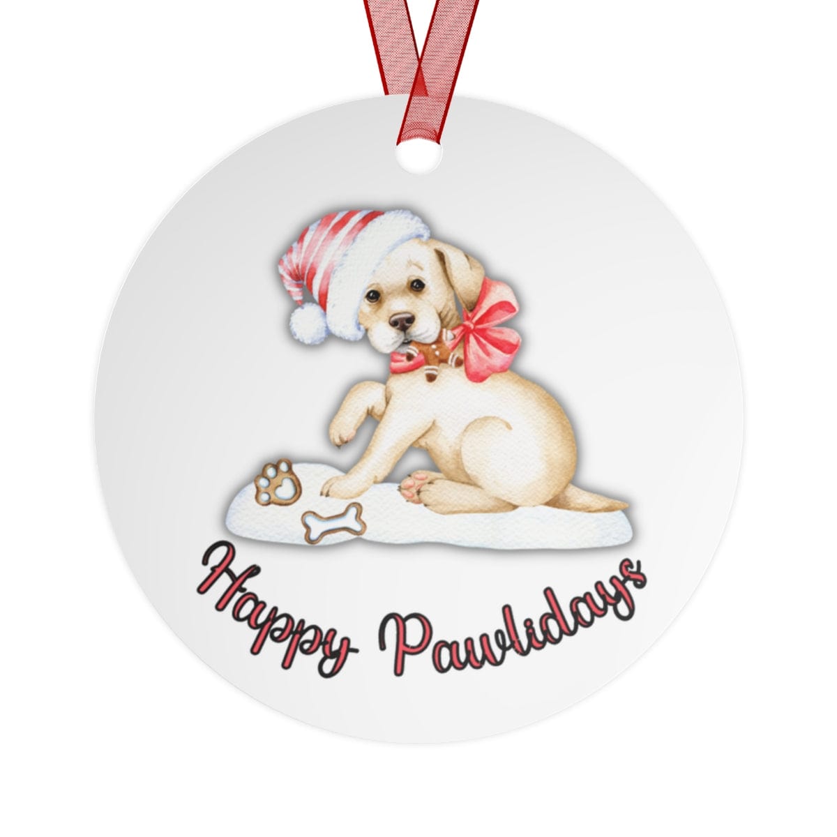 Printify Home Decor Round / One Size Christmas Ornament, Labrador Christmas Ornament, Dog Lover Gift, Yellow Lab, Dog Christmas Ornament, Holiday Decor 74435515061053413479