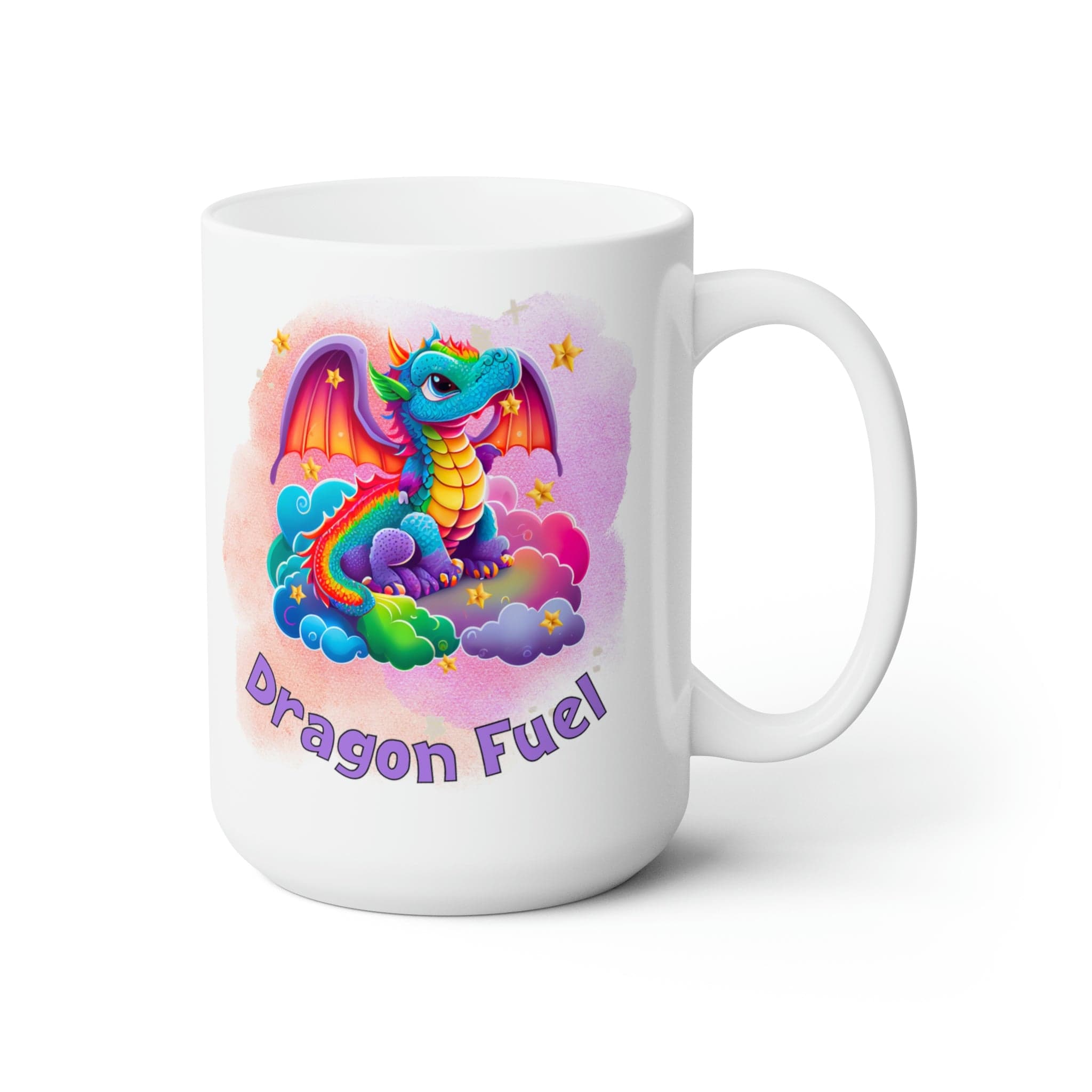 Printify Mug 15oz Coffee Mug, Dragon Coffee Mug, Dragon Fuel Mug, Birthday Gift, Rainbow Dragon Mug, White 15 oz Ceramic, Gift for Her 38173415769922974768