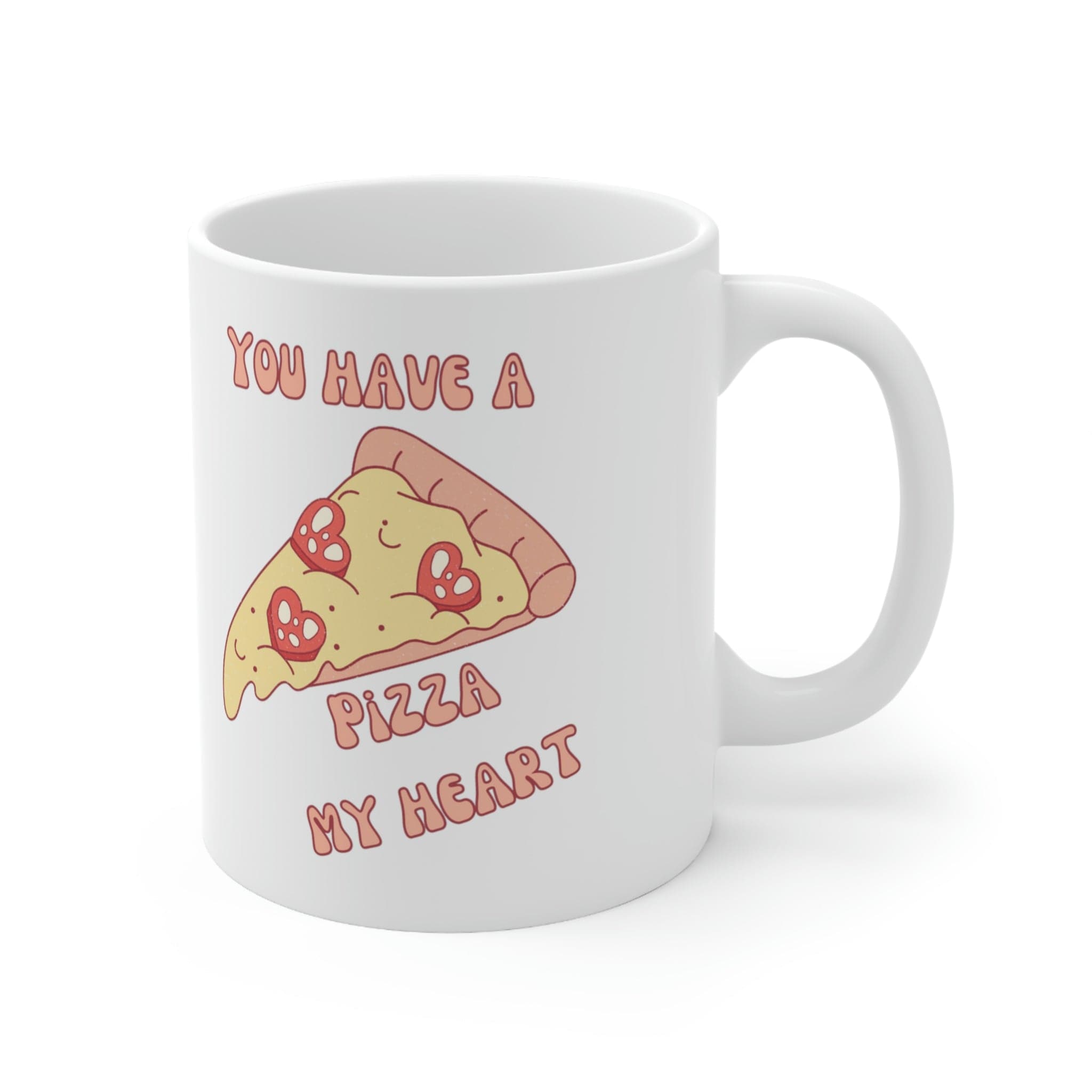 Printify Mug 11oz Coffee Mug, Valentine Pizza Coffee Mug, Valentine Mug, Valentine Gift, Funny Mug, White 11 oz Ceramic, Gift for Her or Him, Free Shipping 10977726663445709827