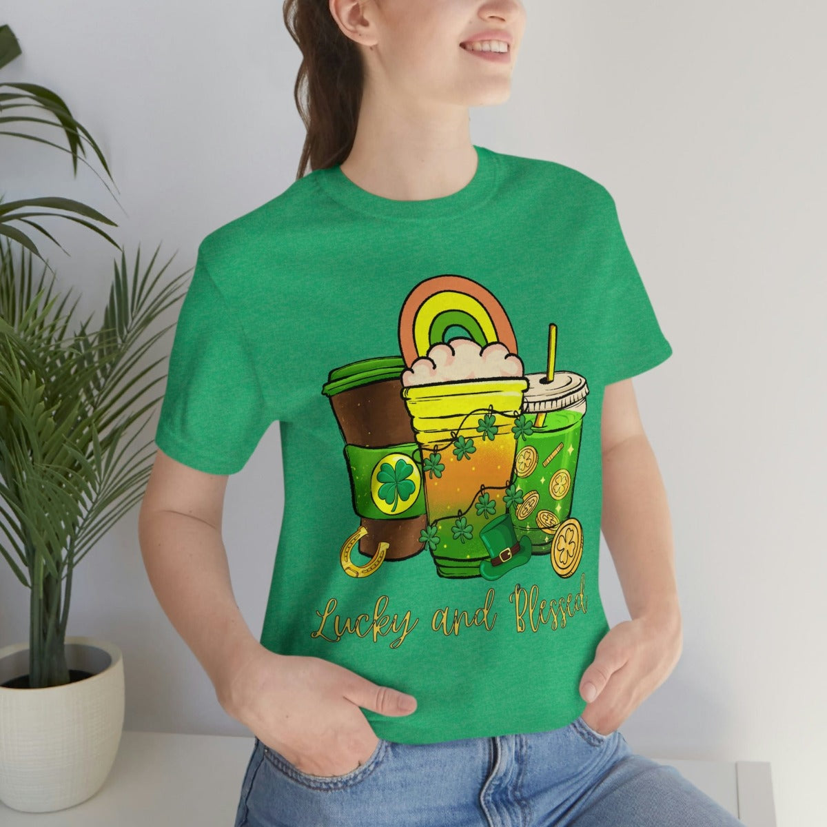 Printify T-Shirt St. Patrick's Day Shirt, Coffee Drinks TShirt, Unisex Short Sleeve Tee, Graphic Tee, Cute Tshirt, Cute Shirts, Gift for Her, Free Shipping