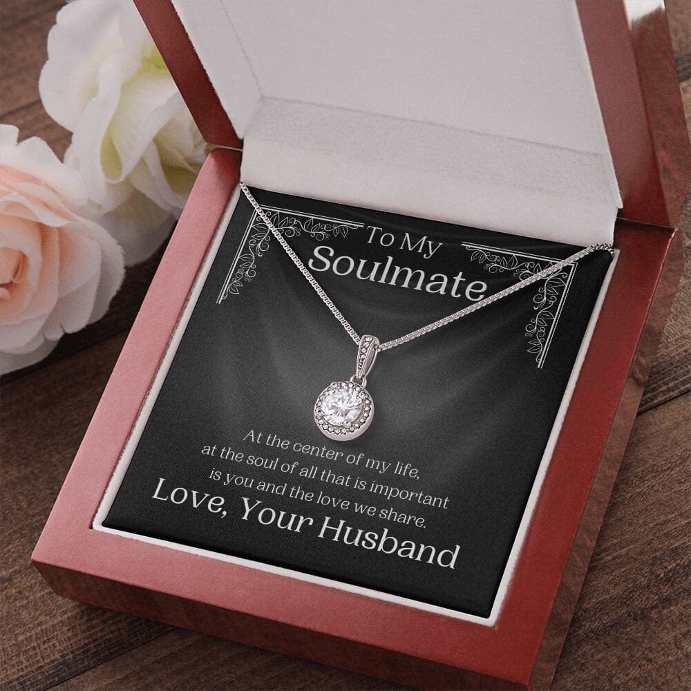 ShineOn Fulfillment Jewelry Soulmate Necklace, Soulmate Gift, To My Soulmate, Valentine Gift, White Gold Necklace, Gift For Her,  Free Gift Box, Free Shipping