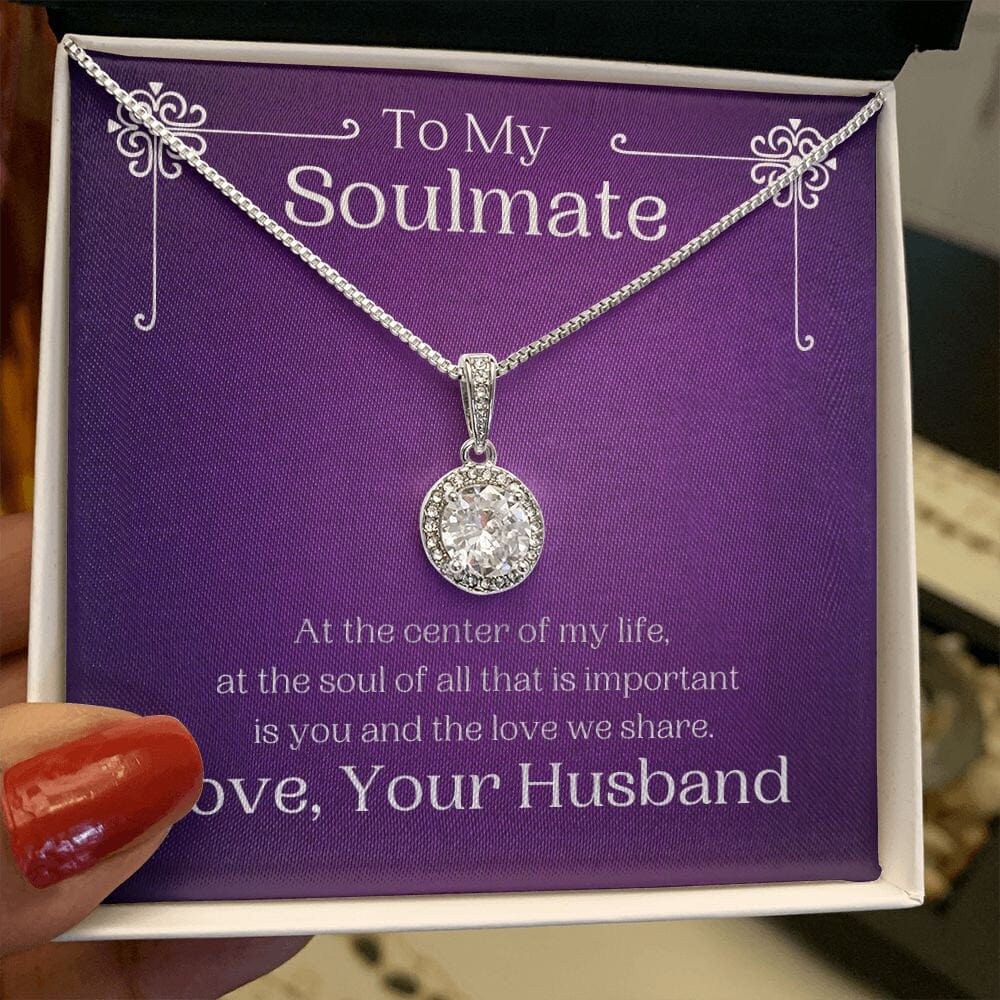 ShineOn Fulfillment Jewelry Soulmate Necklace, Soulmate Gift, To My Soulmate, Valentine Gift, White Gold Necklace, Gift For Her,  Free Gift Box, Free Shipping