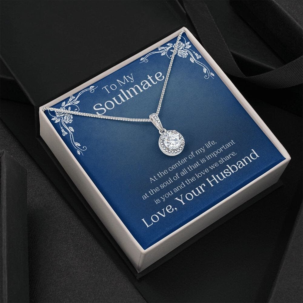 ShineOn Fulfillment Jewelry Soulmate Necklace, Soulmate Gift, To My Soulmate, Valentine Gift, White Gold Necklace, Gift For Her,  Free Gift Box, Free Shipping