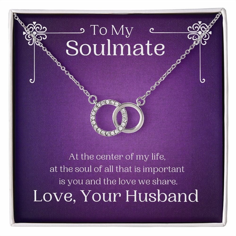 ShineOn Fulfillment Jewelry Soulmate Necklace, Soulmate Gift, To My Soulmate, Valentine Gift, Circle in Circle Necklace, Gift For Her,  Free Gift Box, Free Shipping