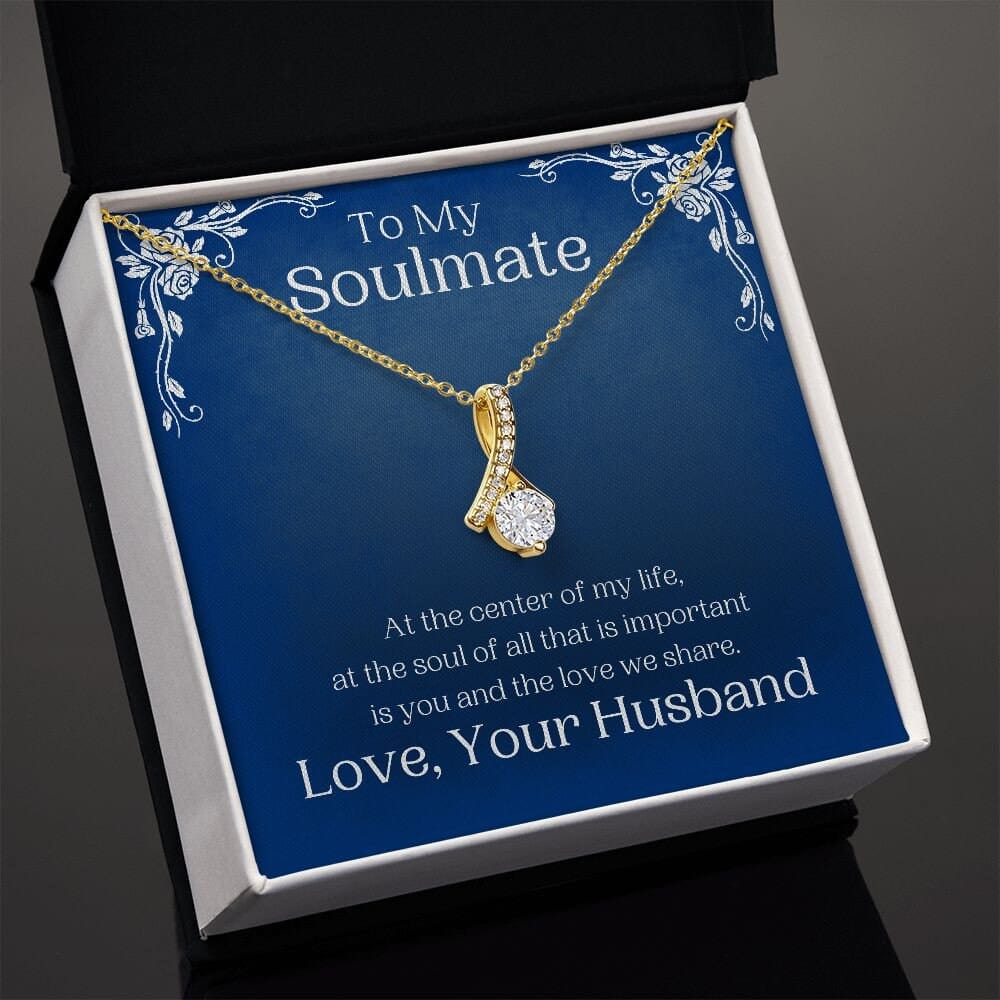 ShineOn Fulfillment Jewelry Soulmate Necklace, My Soulmate, Soulmate Gift, Ribbon Necklace, Silver Necklace, Gold Necklace, Gift for Her, Free Gift Box, Free Shipping