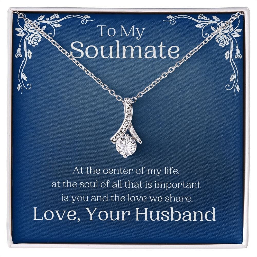 ShineOn Fulfillment Jewelry Soulmate Necklace, My Soulmate, Soulmate Gift, Ribbon Necklace, Silver Necklace, Gold Necklace, Gift for Her, Free Gift Box, Free Shipping