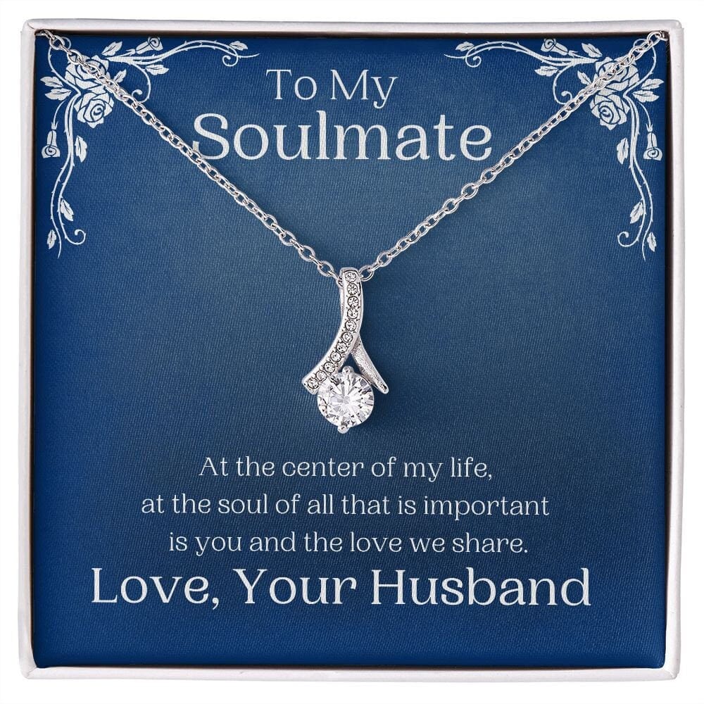 ShineOn Fulfillment Jewelry Soulmate Necklace, My Soulmate, Soulmate Gift, Ribbon Necklace, Silver Necklace, Gold Necklace, Gift for Her, Free Gift Box, Free Shipping