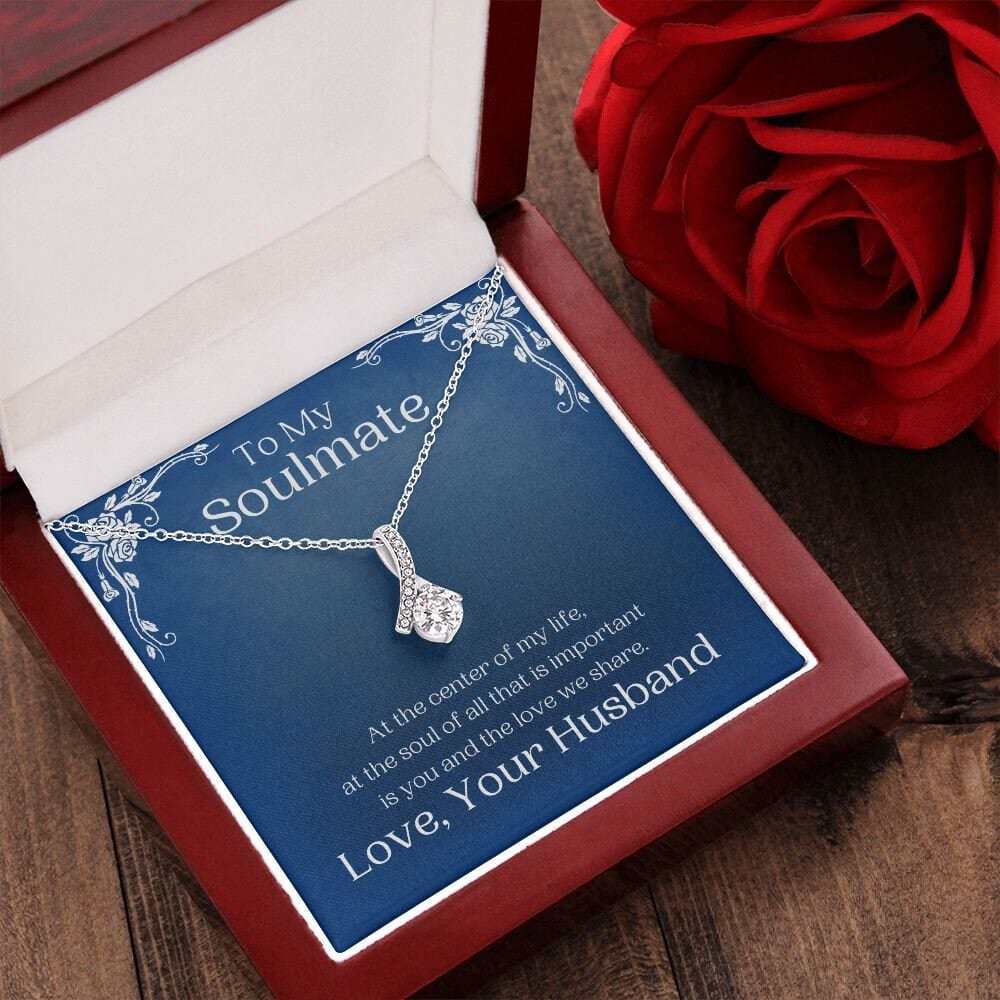 ShineOn Fulfillment Jewelry Soulmate Necklace, My Soulmate, Soulmate Gift, Ribbon Necklace, Silver Necklace, Gold Necklace, Gift for Her, Free Gift Box, Free Shipping