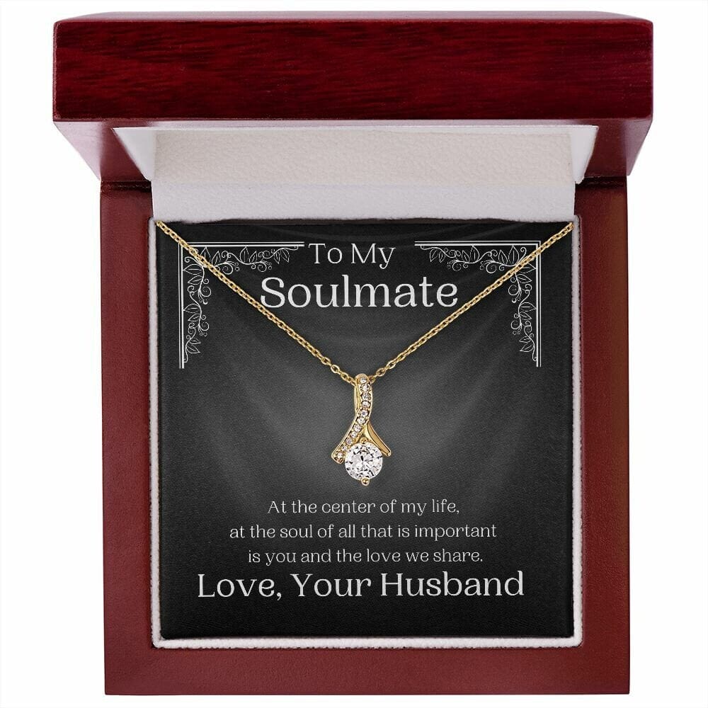 ShineOn Fulfillment Jewelry Soulmate Necklace, My Soulmate, Soulmate Gift, Ribbon Necklace, Silver Necklace, Gold Necklace, Gift for Her, Free Gift Box, Free Shipping