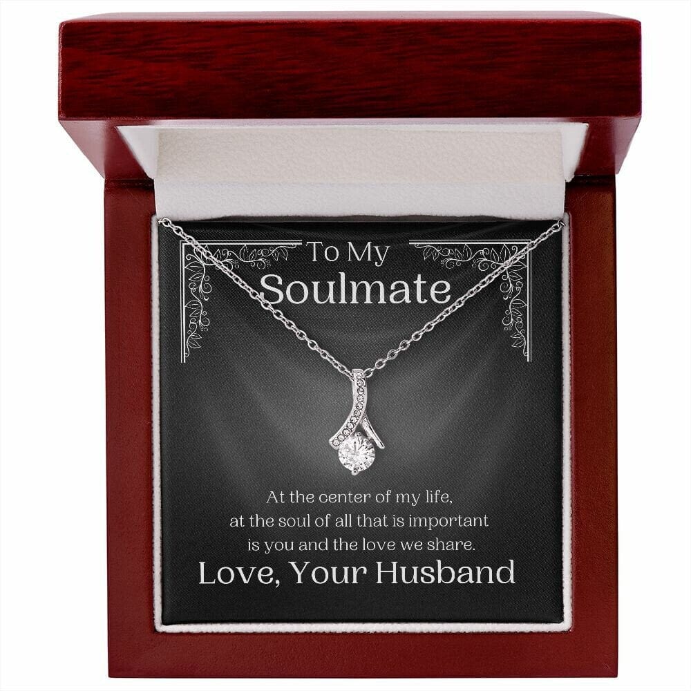 ShineOn Fulfillment Jewelry Soulmate Necklace, My Soulmate, Soulmate Gift, Ribbon Necklace, Silver Necklace, Gold Necklace, Gift for Her, Free Gift Box, Free Shipping