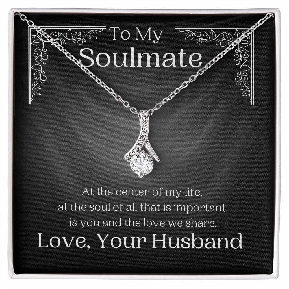 ShineOn Fulfillment Jewelry Soulmate Necklace, My Soulmate, Soulmate Gift, Ribbon Necklace, Silver Necklace, Gold Necklace, Gift for Her, Free Gift Box, Free Shipping