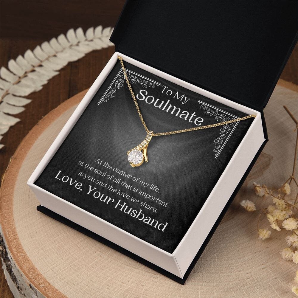 ShineOn Fulfillment Jewelry Soulmate Necklace, My Soulmate, Soulmate Gift, Ribbon Necklace, Silver Necklace, Gold Necklace, Gift for Her, Free Gift Box, Free Shipping