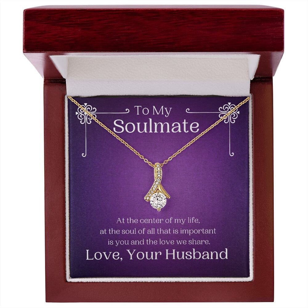 ShineOn Fulfillment Jewelry Soulmate Necklace, My Soulmate, Soulmate Gift, Ribbon Necklace, Silver Necklace, Gold Necklace, Gift for Her, Free Gift Box, Free Shipping