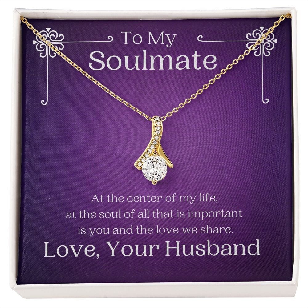 ShineOn Fulfillment Jewelry Soulmate Necklace, My Soulmate, Soulmate Gift, Ribbon Necklace, Silver Necklace, Gold Necklace, Gift for Her, Free Gift Box, Free Shipping