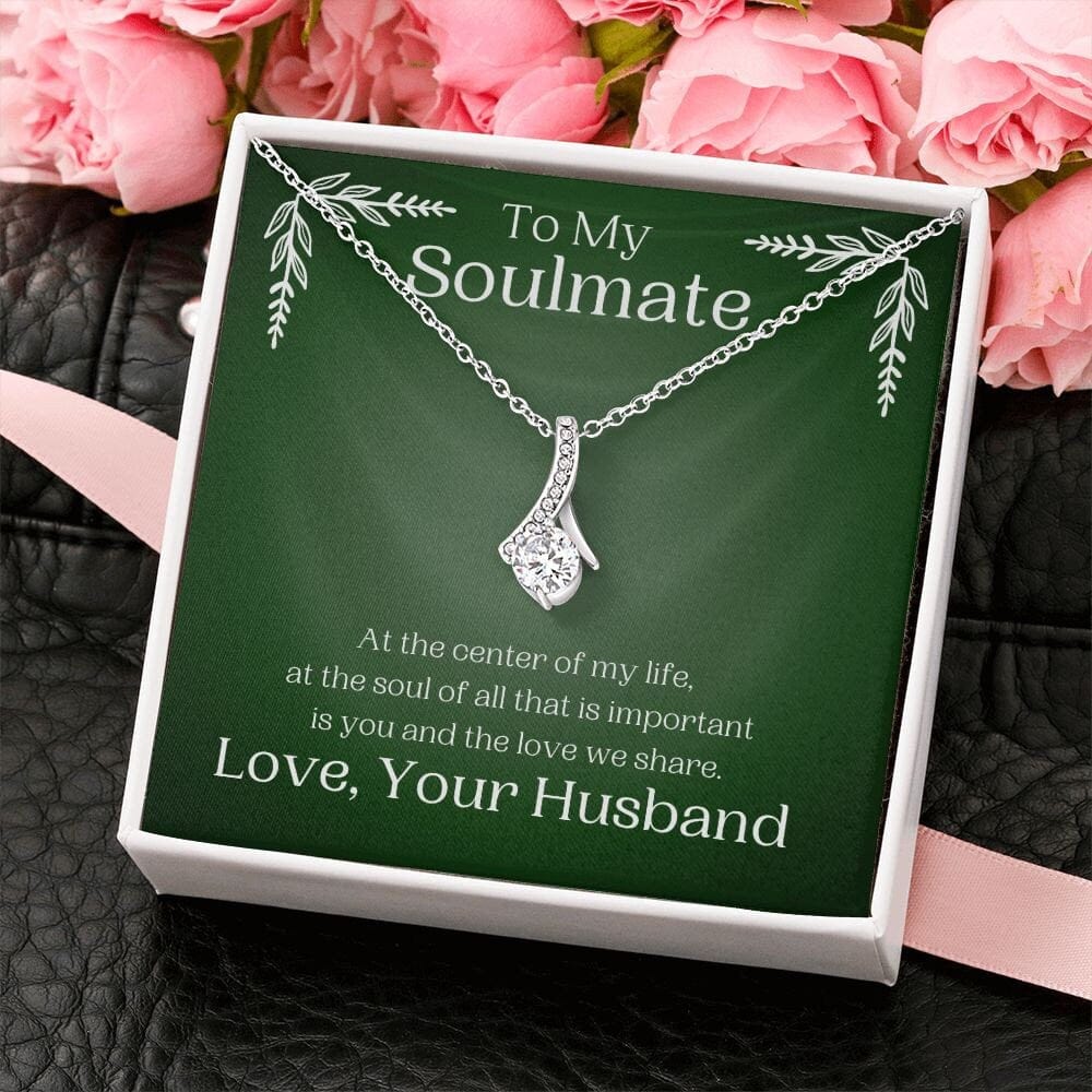 ShineOn Fulfillment Jewelry Soulmate Necklace, My Soulmate, Soulmate Gift, Ribbon Necklace, Silver Necklace, Gold Necklace, Gift for Her, Free Gift Box, Free Shipping