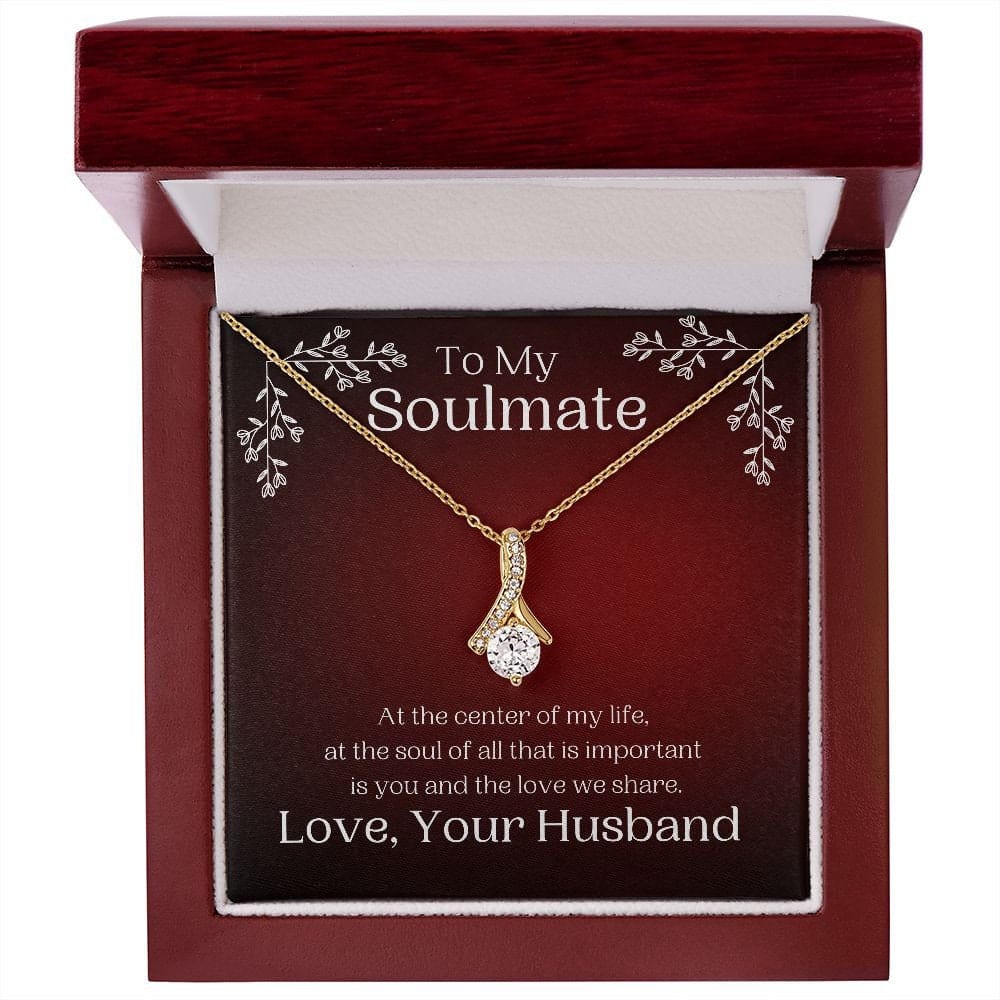 ShineOn Fulfillment Jewelry Soulmate Necklace, My Soulmate, Soulmate Gift, Ribbon Necklace, Silver Necklace, Gold Necklace, Gift for Her, Free Gift Box, Free Shipping