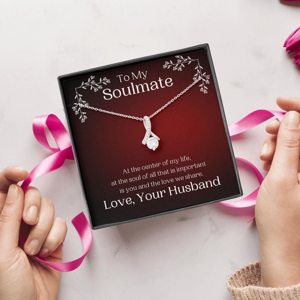 ShineOn Fulfillment Jewelry Soulmate Necklace, My Soulmate, Soulmate Gift, Ribbon Necklace, Silver Necklace, Gold Necklace, Gift for Her, Free Gift Box, Free Shipping